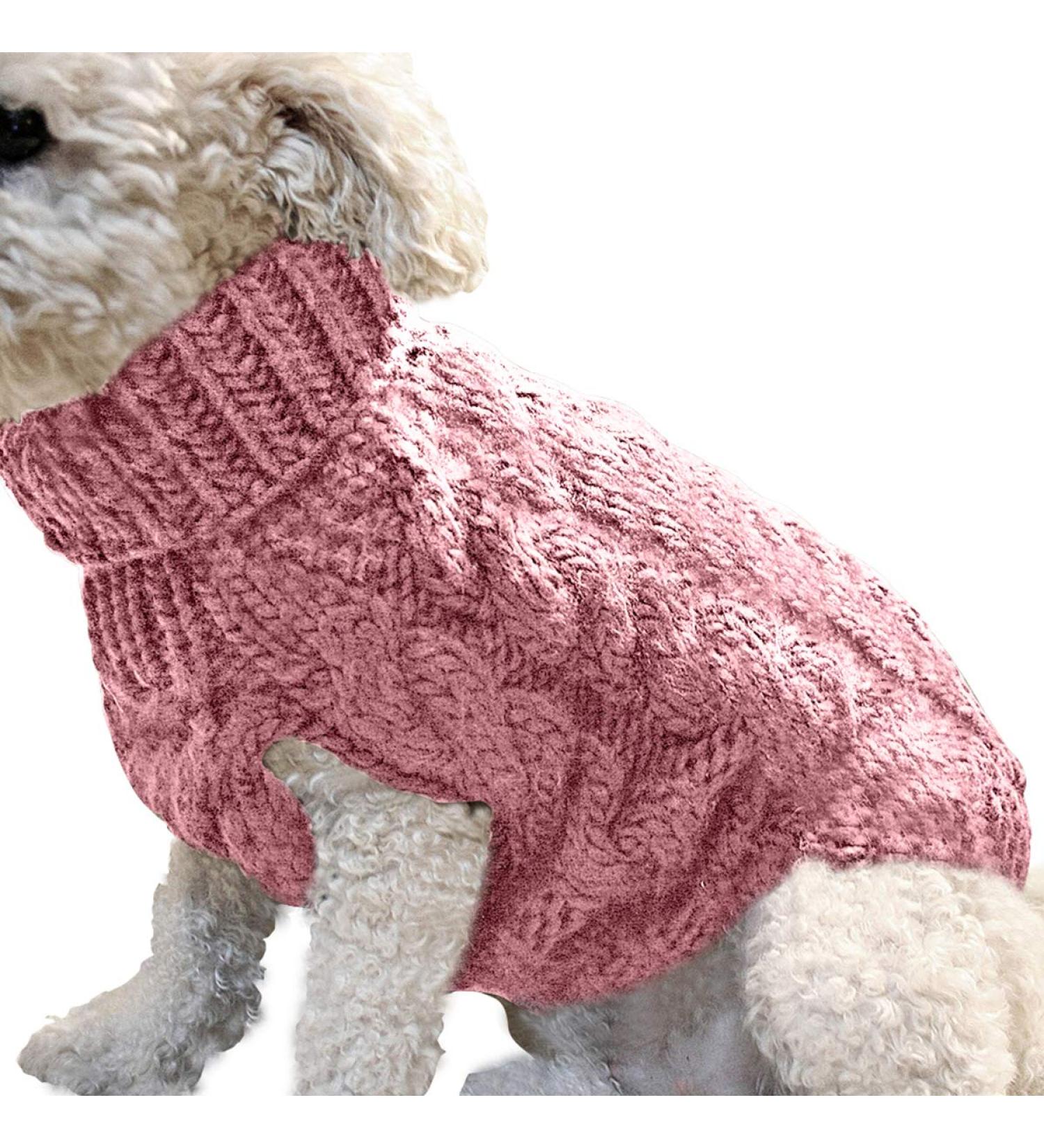 Shop Petyoung XL Dog Sweater Vest - Warm Wool Coat for Small to Medium Dogs - Soft Knitted Crochet in Dark Pink - Buy Online on GoSupps.com