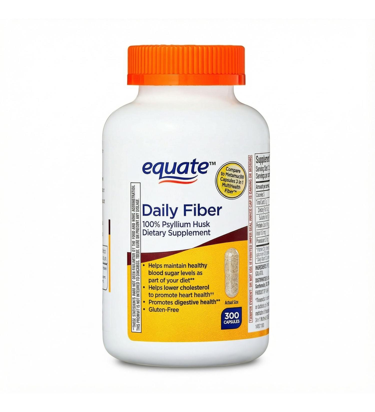 Psyllium Husk Fiber Capsules Daily Fiber Supplement Capsules Unflavored Gluten Free Formula 300 Count - Buy Online on GoSupps.com