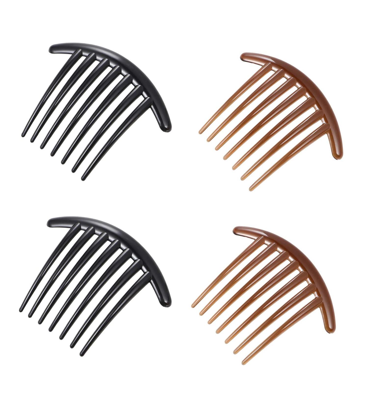 French Hair Clipped Combs - 4-Piece Acrylic Side Hair Jewelry for Women - Perfect for Stylish Updos - Buy Online on GoSupps.com