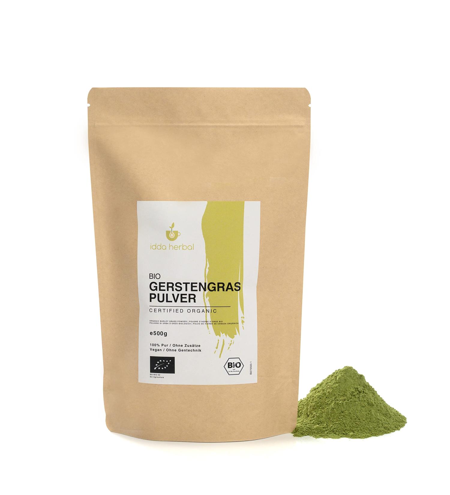 Organic Barley Grass Powder 500g - 100% Natural & Pure Vegan - Organic Cultivation - Buy Online on GoSupps.com