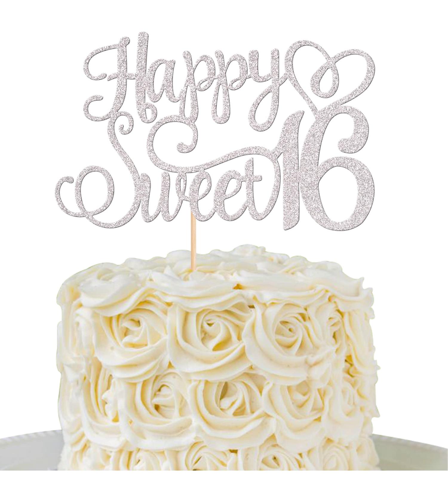 Xsstarmi 1 Pack Happy Sweet 16 Cake Topper Glitter Sixteen Birthday Cake Pick 16 Years Old Cake Decorations for Sweet Birthday 16th Birthday Anniversary Party Supplies Silver - Buy Online on GoSupps.com