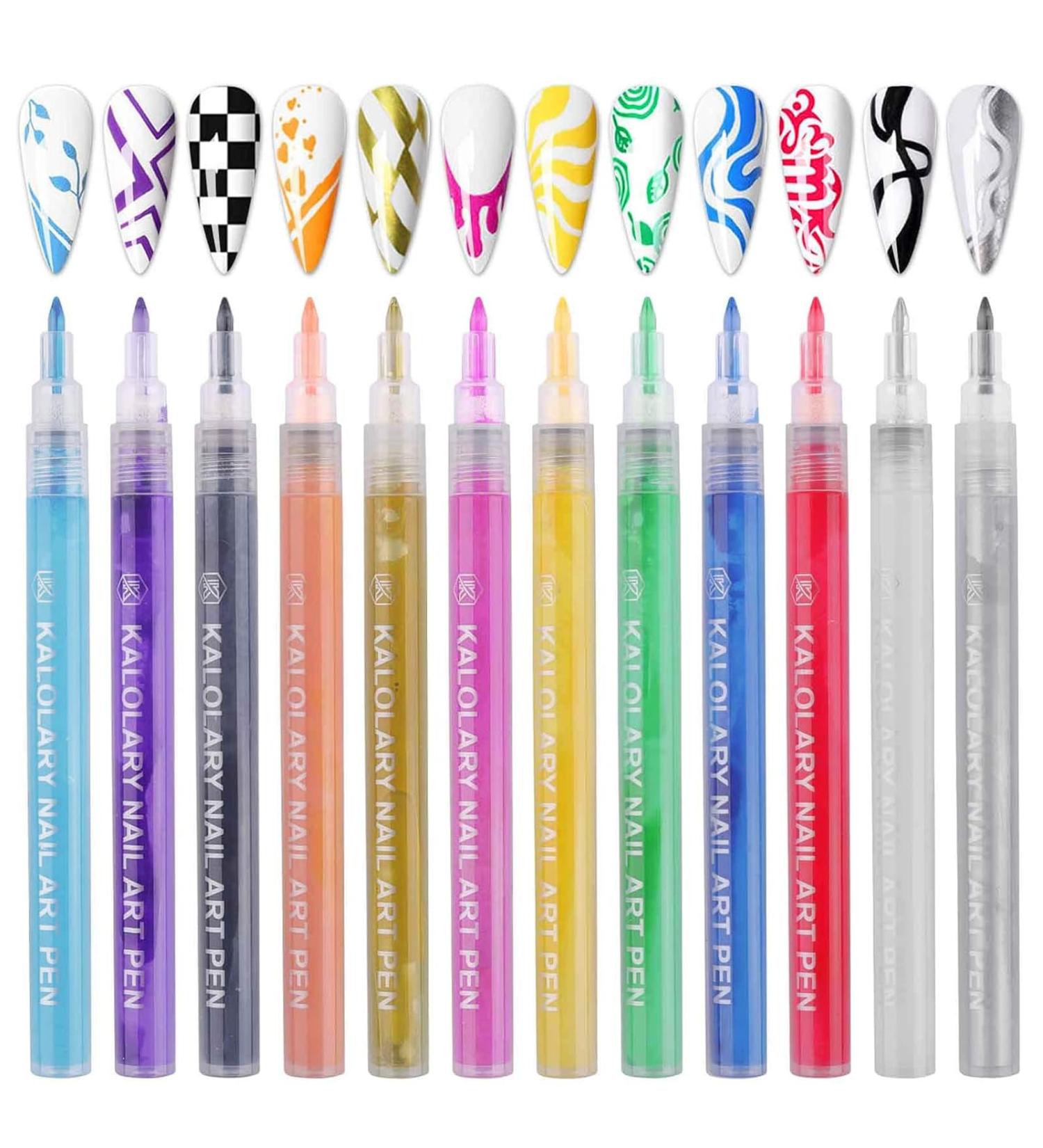 12 Color 3D Nail Art Painting Pen Kalolary Nail Point Graffiti Dotting Pen Drawing Painting Liner Brush for Fall DIY Nail Art Beauty Adorn Manicure Nail Dotting Tools Gift for Halloween Christmas - Buy Online on GoSupps.com
