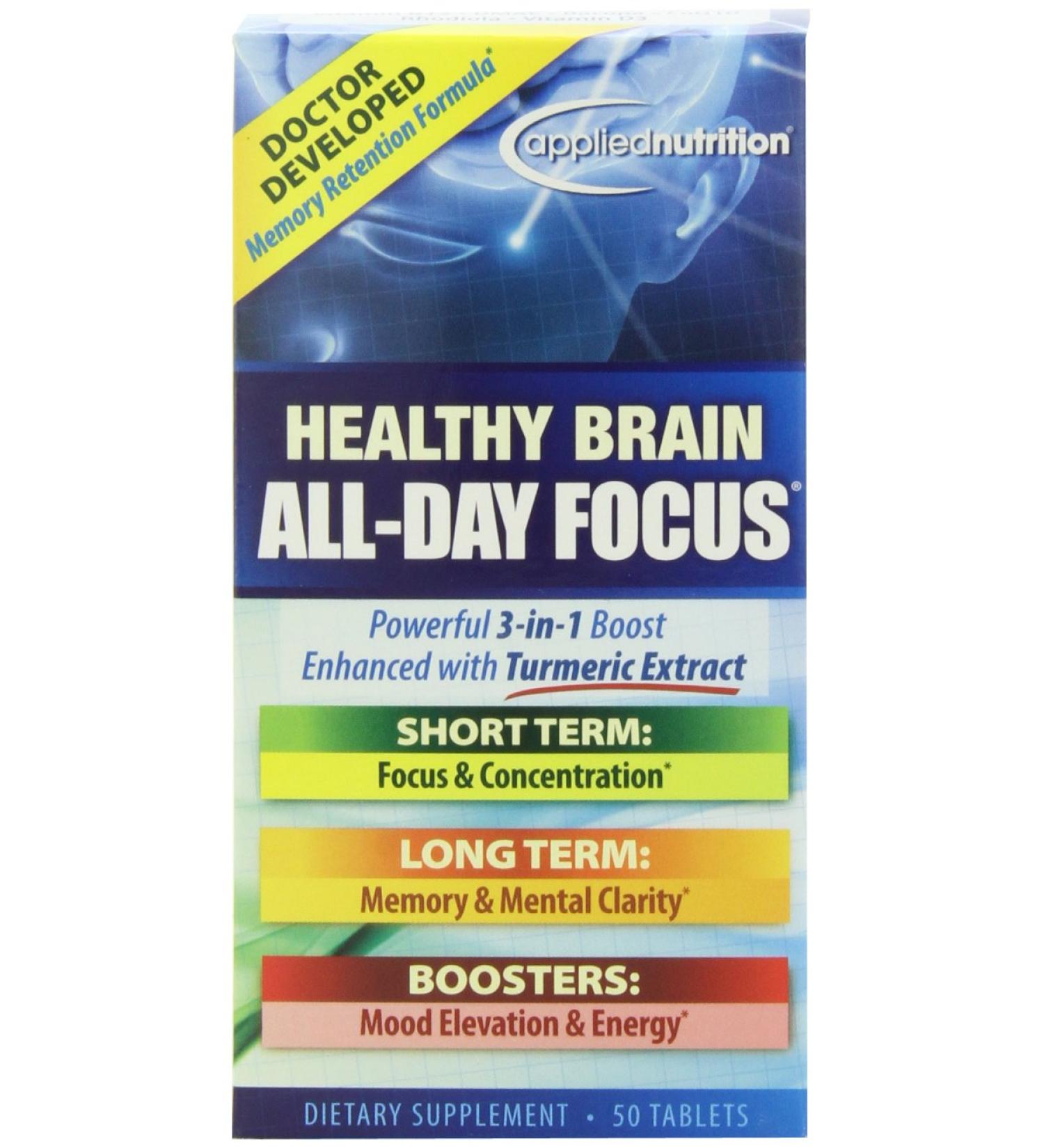 Applied Nutrition Healthy Brain All-day Focus 50-Count - Boost Mental Clarity and Focus with 50.0 Servings (Pack of 1) - Buy Online on GoSupps.com