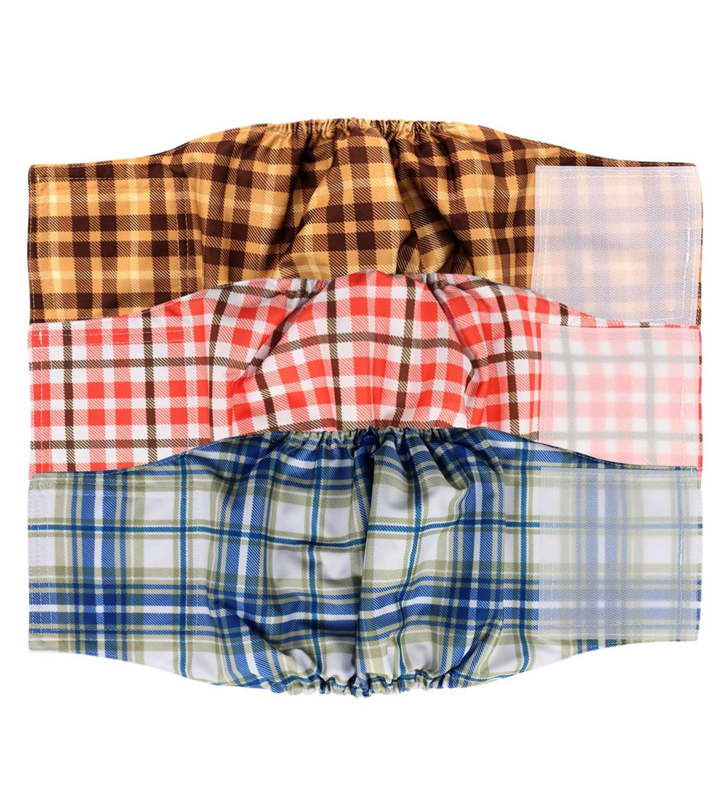 Hi Sprout Reusable Male Dog Diaper - Washable & Absorbent Cloth (3 Pack) in Colorful Check Pattern Size M - Buy Online on GoSupps.com