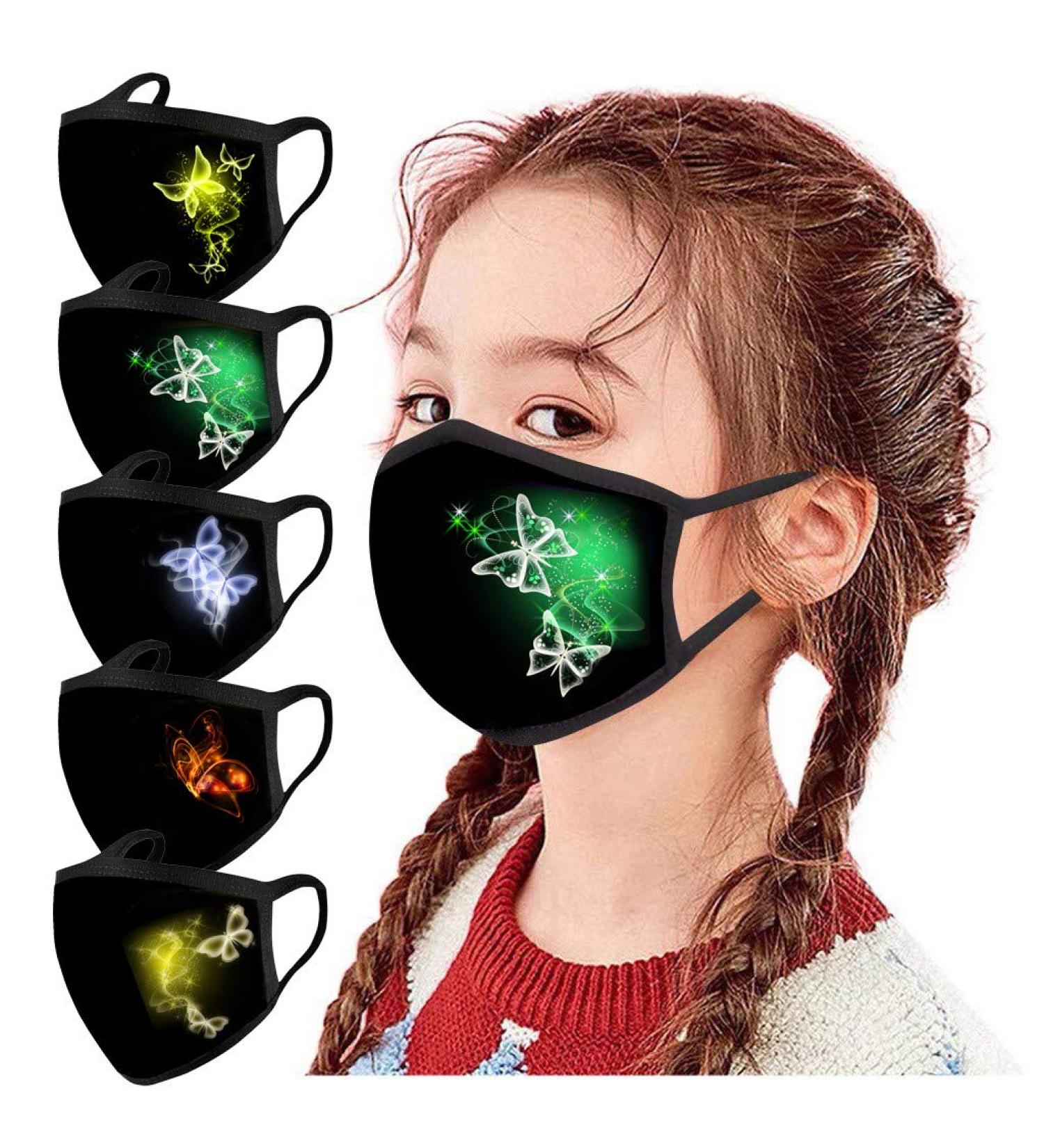 Riou 5-Piece Kids Cotton Silk Mouth & Nose Protection - Washable Breathable Scarf with Motif for Girls | International Shipping Available - Buy Online on GoSupps.com