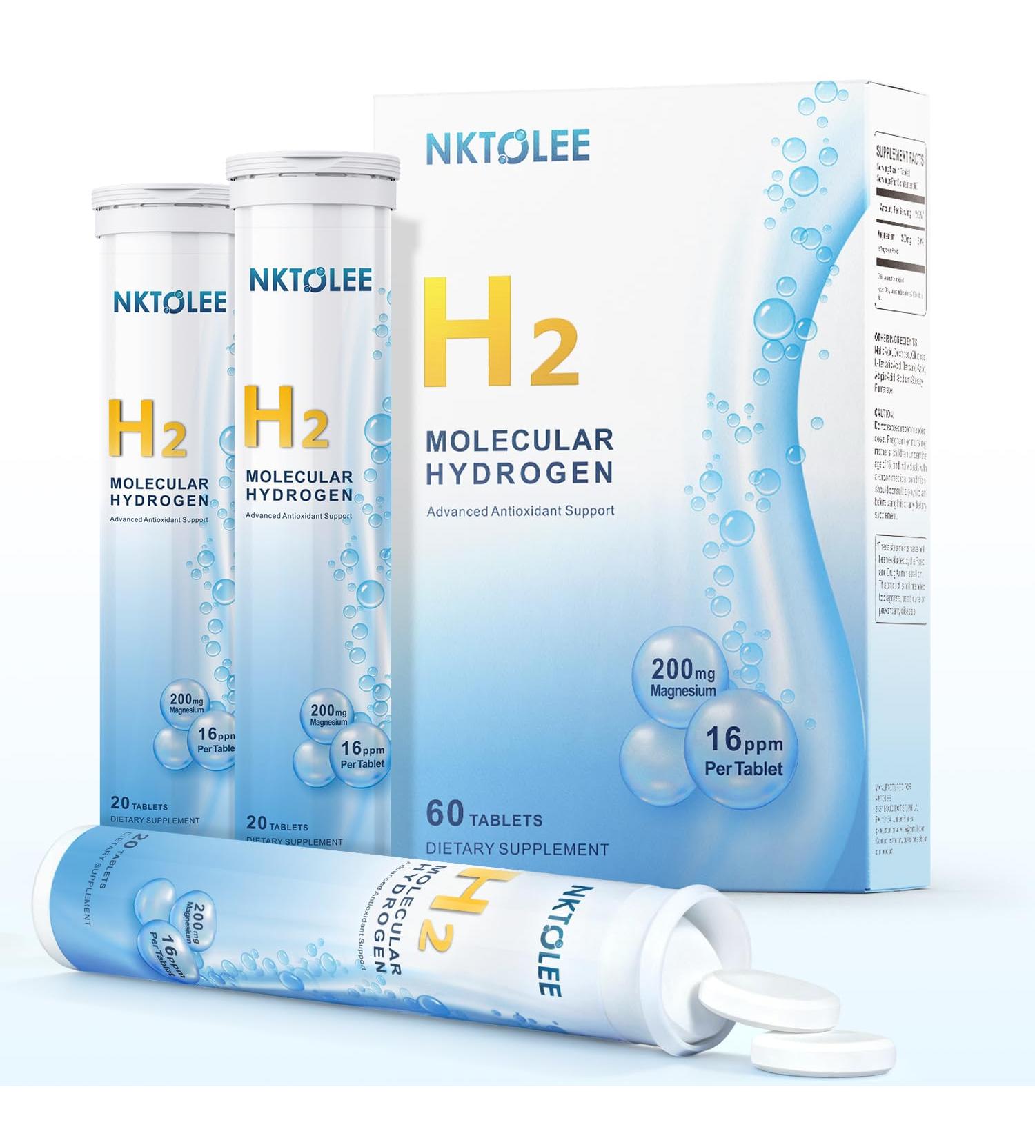 Hydrogen Water Tablets - 16 PPM Molecular Hydrogen Tablet - 200mg Magnesium - Fast Dissolving Hydrogen Tablets for Drinking Water - Antioxidant Support Cellular Health & Recovery - 60 Count - Buy Online on GoSupps.com