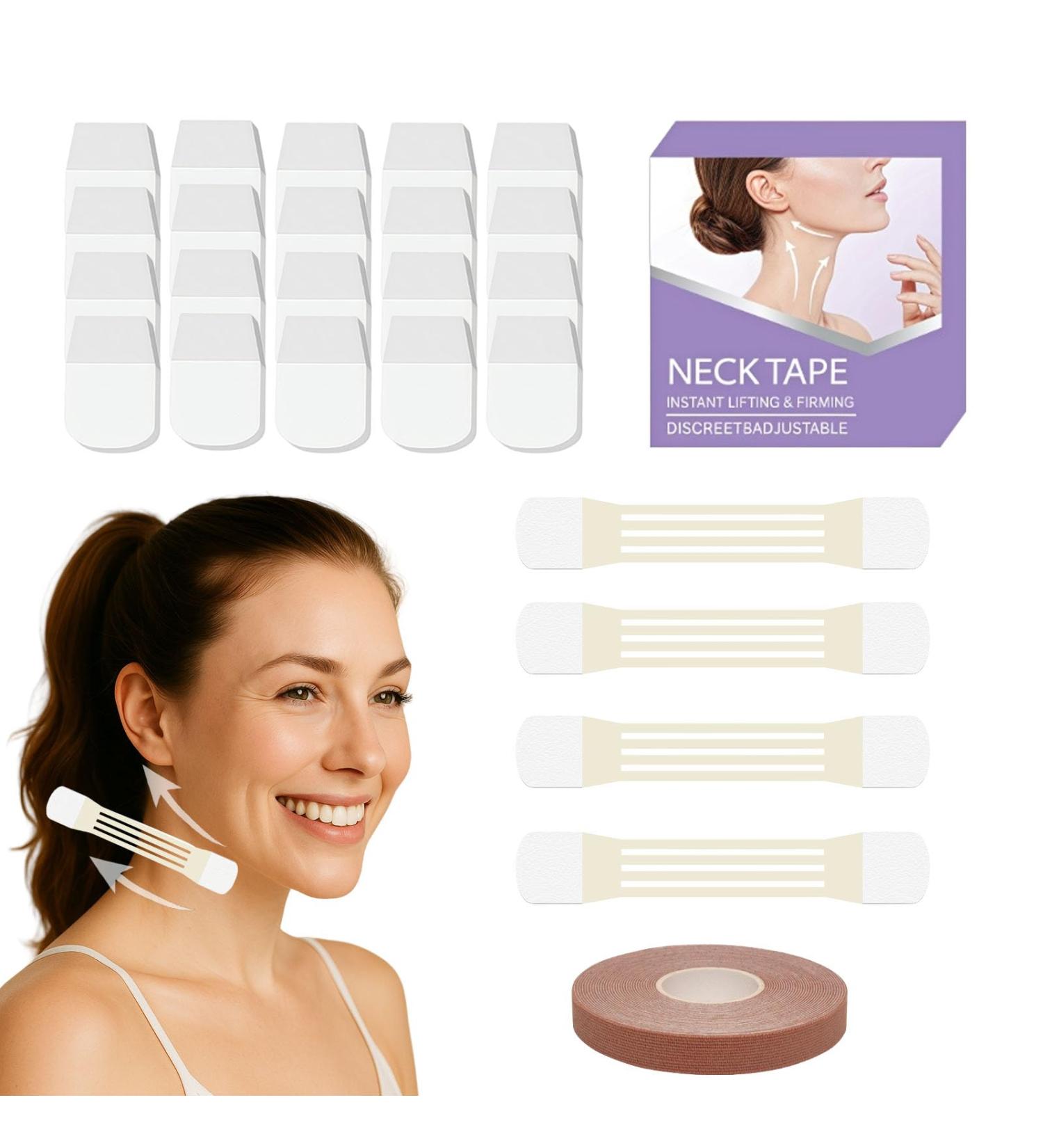 VITASHYNX 24Pcs Neck Tape Lifting Invisible Neck Tightening Tape Lift Tape Invisible For Jaw Necks And Face Chin (4 Tapes + 20 Patches) - Buy Online on GoSupps.com