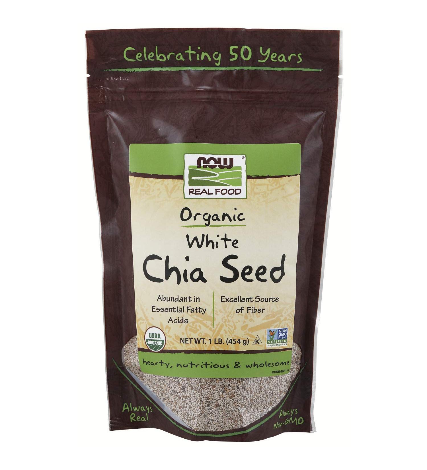 Buy Now Foods Organic White Chia Seeds 1 lb - Real Food Nutrition - Buy Online on GoSupps.com