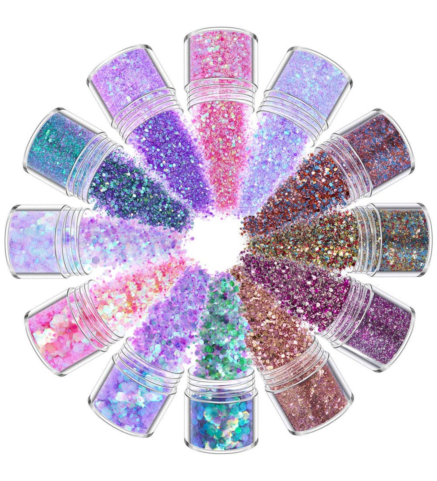 Yueming 12Pcs Glitter - Face & Body Glitter Nail Sequin Sparkle for Masquerade Makeup - Buy Online on GoSupps.com
