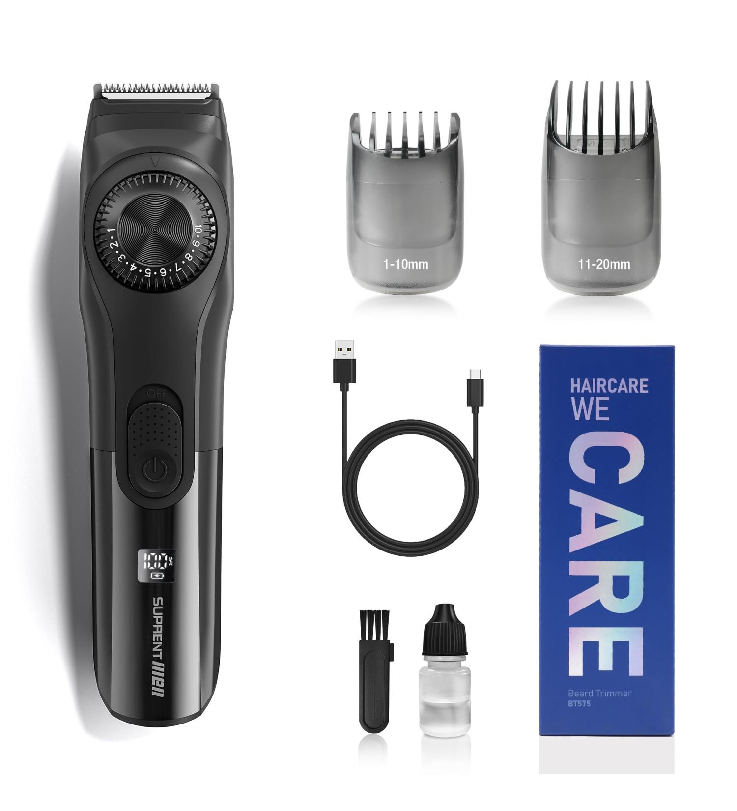 Suprent Electric Beard Trimmer for Men - 19 Adjustable Lengths Precision Cutter & Razor | Perfect Grooming Tool - Buy Online on GoSupps.com