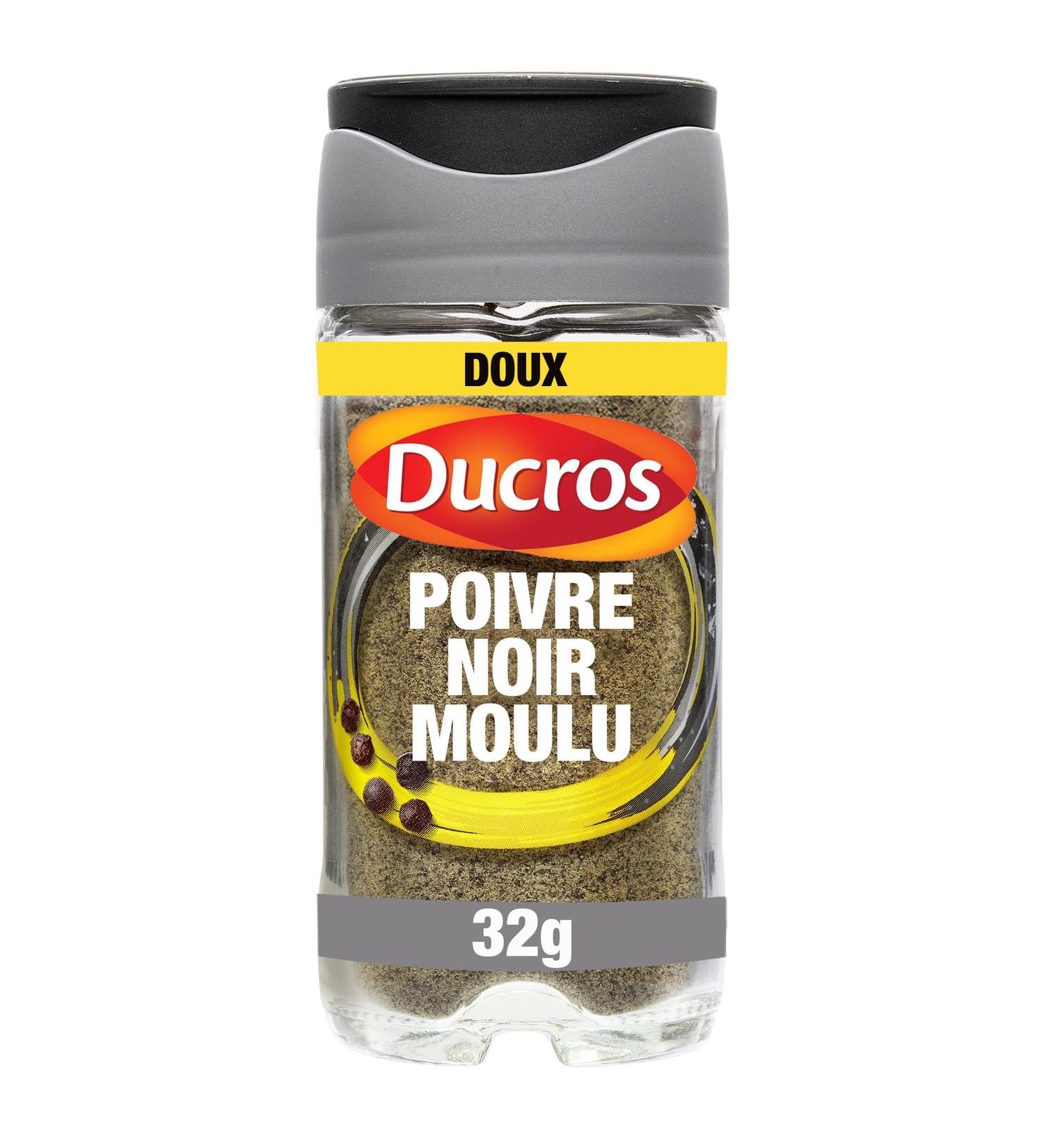 Poivre noir moulu doux force 5 DUCROS - le pot de 32 g Lot De 3 - Par Lot
