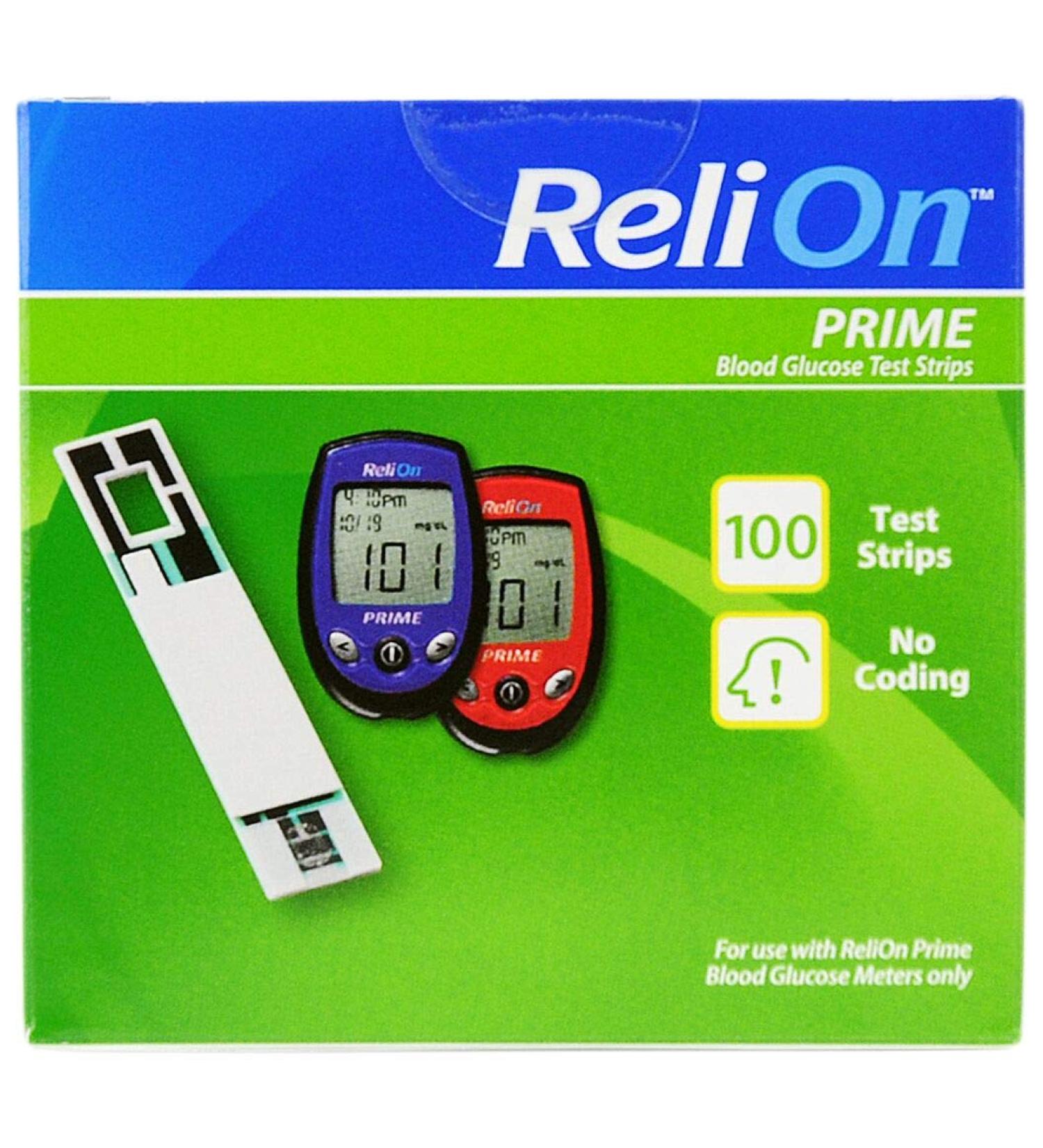 ReliOn Prime Blood Glucose Test Strips 100 Count Single Pack (2)