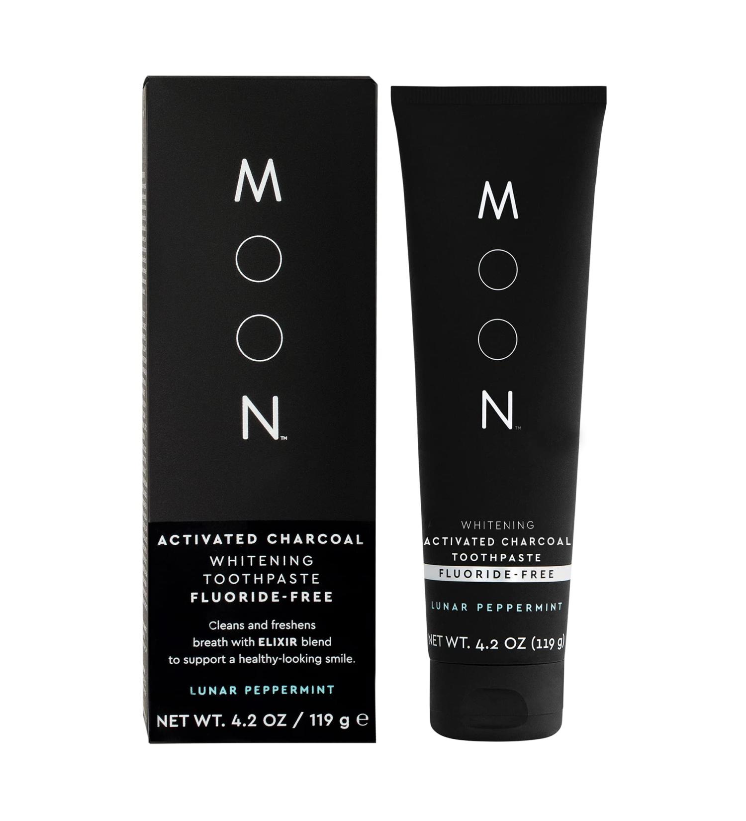 MOON Charcoal Whitening Toothpaste - Fluoride-Free Lunar Peppermint Flavor Fresh Breath for Adults - 4.2oz - Buy Online on GoSupps.com