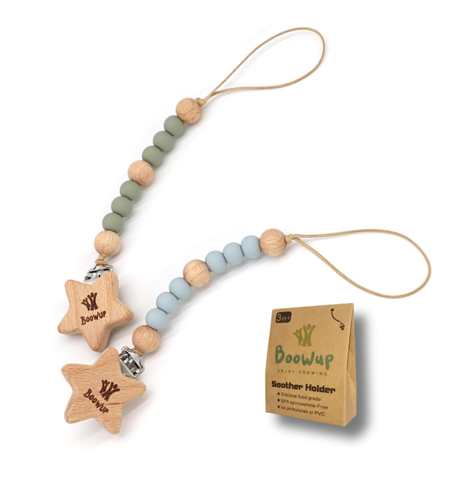 BOOWUP Baby Dummy Clips Silicone Holder - Turquoise&Lilac Soother Chain for Boys and Girls | BabyNewborn Pacifier Soother Clips - Buy Online on GoSupps.com