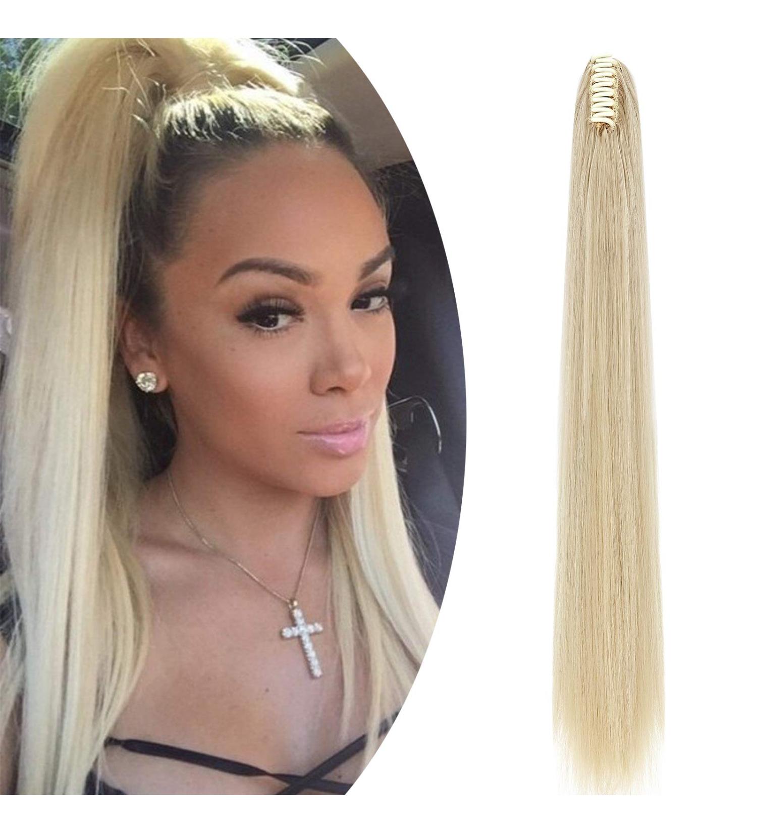 Sego Ponytail Braid Extension - 66 cm Wavy Human Hair - Airy Blonde Mix for Voluminous Style - Buy Online on GoSupps.com