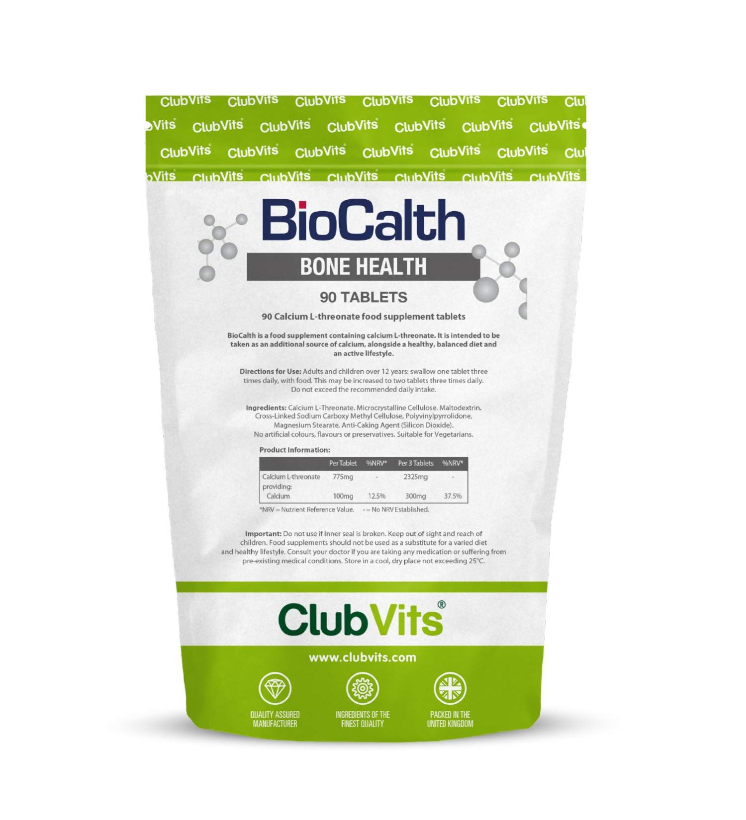 BioCalth Calcium L-Threonate Supplement | Supports Bone Health | 90 Tablets - 1 Month Supply - Buy Online on GoSupps.com