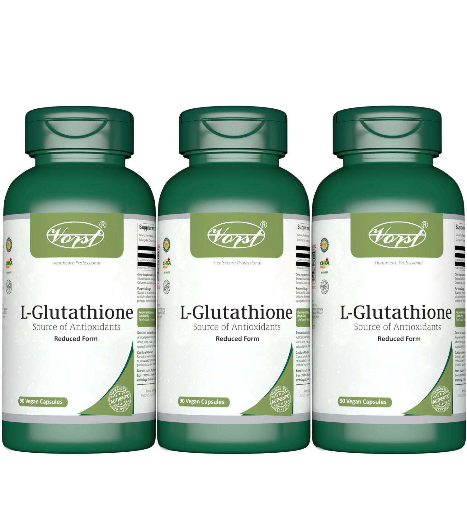 VORST L Glutathione Supplement 550mg 3 x 90 Vegan Capsules | Reduced Form | Powerful Antioxidant - Liver Skin and Immune Health | Skin Care & Whitening Supplement | Powder Pills | 3 Bottles 270 count (Pack of 1) - Buy Online on GoSupps.com