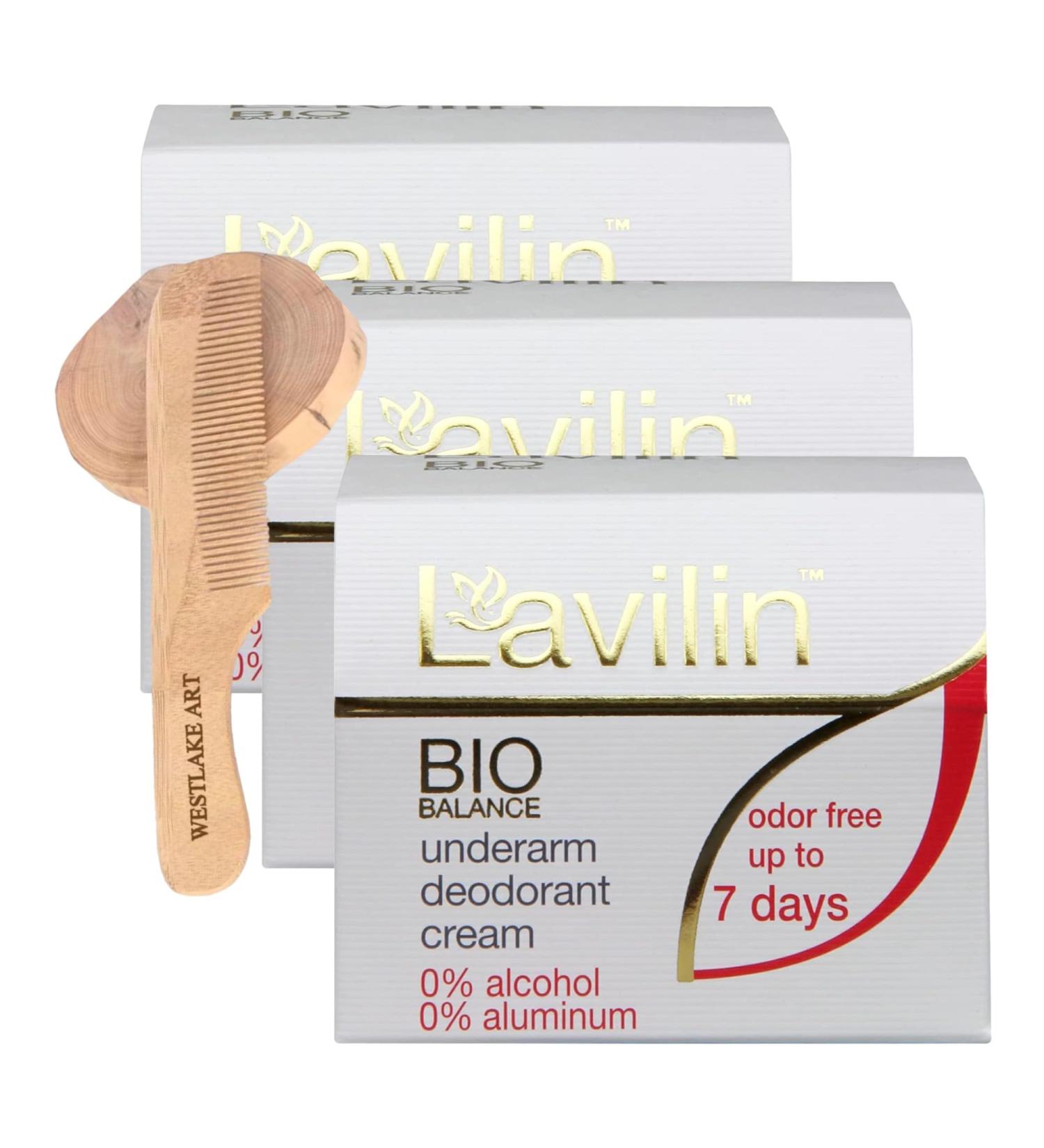 Sensitive Skin Cream Deodorant - 72-Hour Odor Protection Aluminum-Free Natural Ingredients 3-Pack with Wooden Comb - Buy Online on GoSupps.com