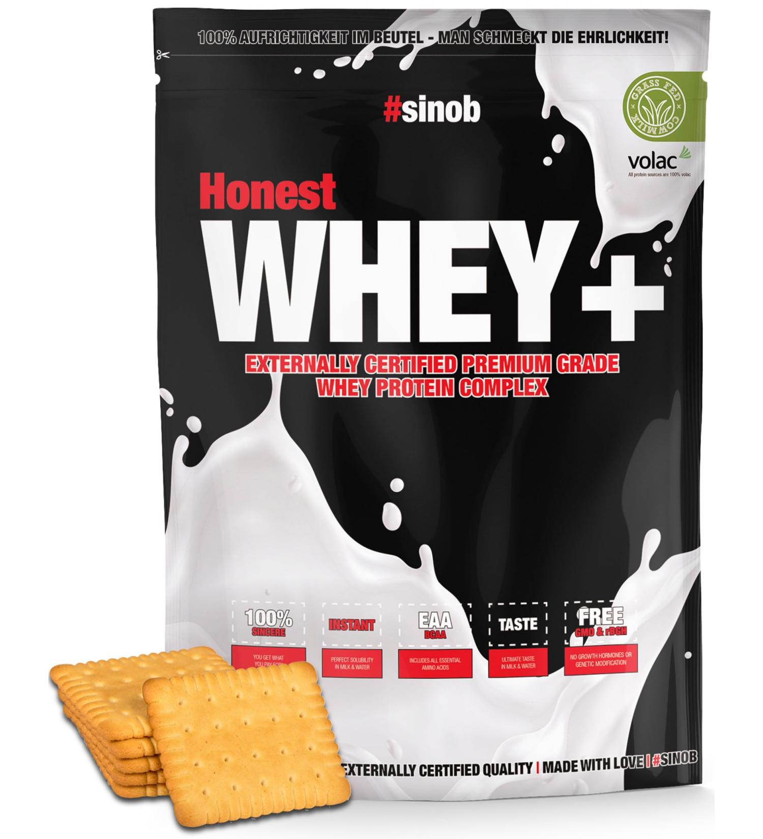 Buy Honest Whey Protein (Butter-Keeks) 820g - Instant Soluble EAA & BCAA Protein Powder for Optimal Muscle Building - High-Quality Pasture Milk Isolate - Buy Online on GoSupps.com