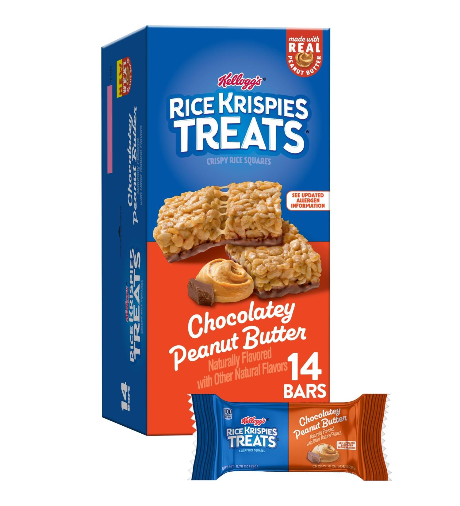 Rice Krispies Treats Cubes de riz croustillants pour enfants collations au chocolat beurre d'arachide bo te de 283 5 g (14 barres) - Buy Online on GoSupps.com