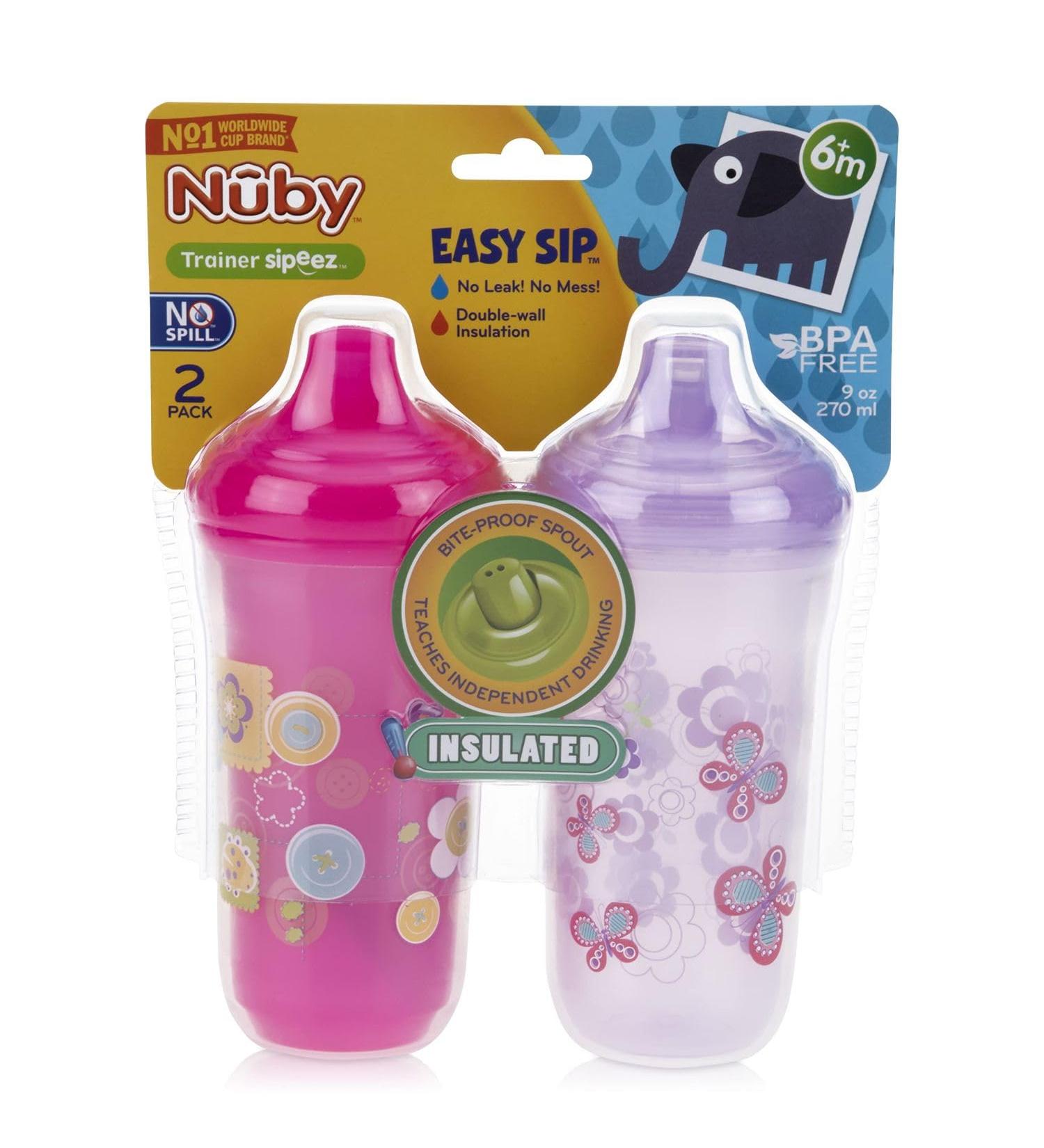 Nuby No-Spill Insulated Hard Spout 9 oz Cup  Colors/Prints May Vary 2 Count (Pack of 1) - Buy Online on GoSupps.com