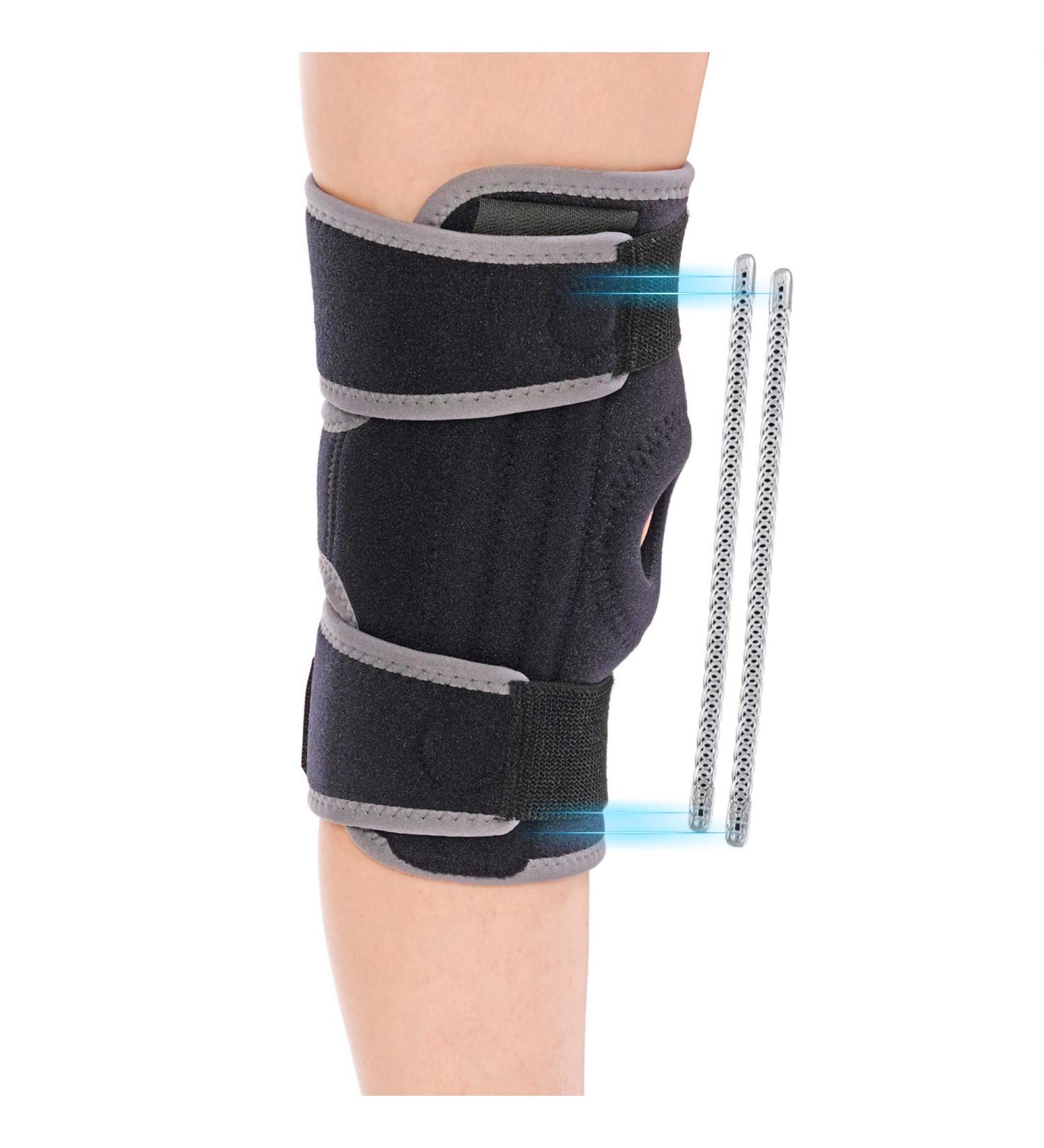Buy Adjustable Knee Support Brace with Side Stabilizers | Open Patella Compression Sleeve with Metal Spring Bars Ship Internationally - Buy Online on GoSupps.com