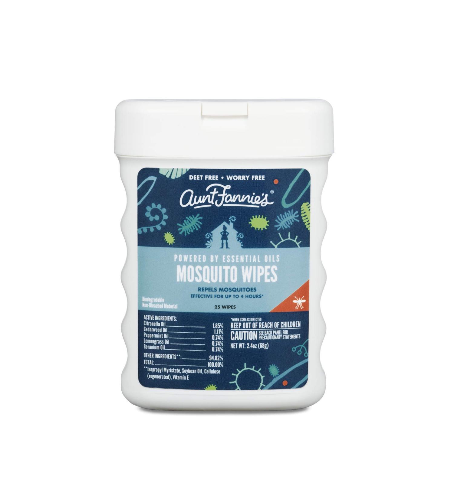 Aunt Fannie's Mosquito Wipes - 25 All-Natural Insect Repellent Wipes - Buy Online on GoSupps.com