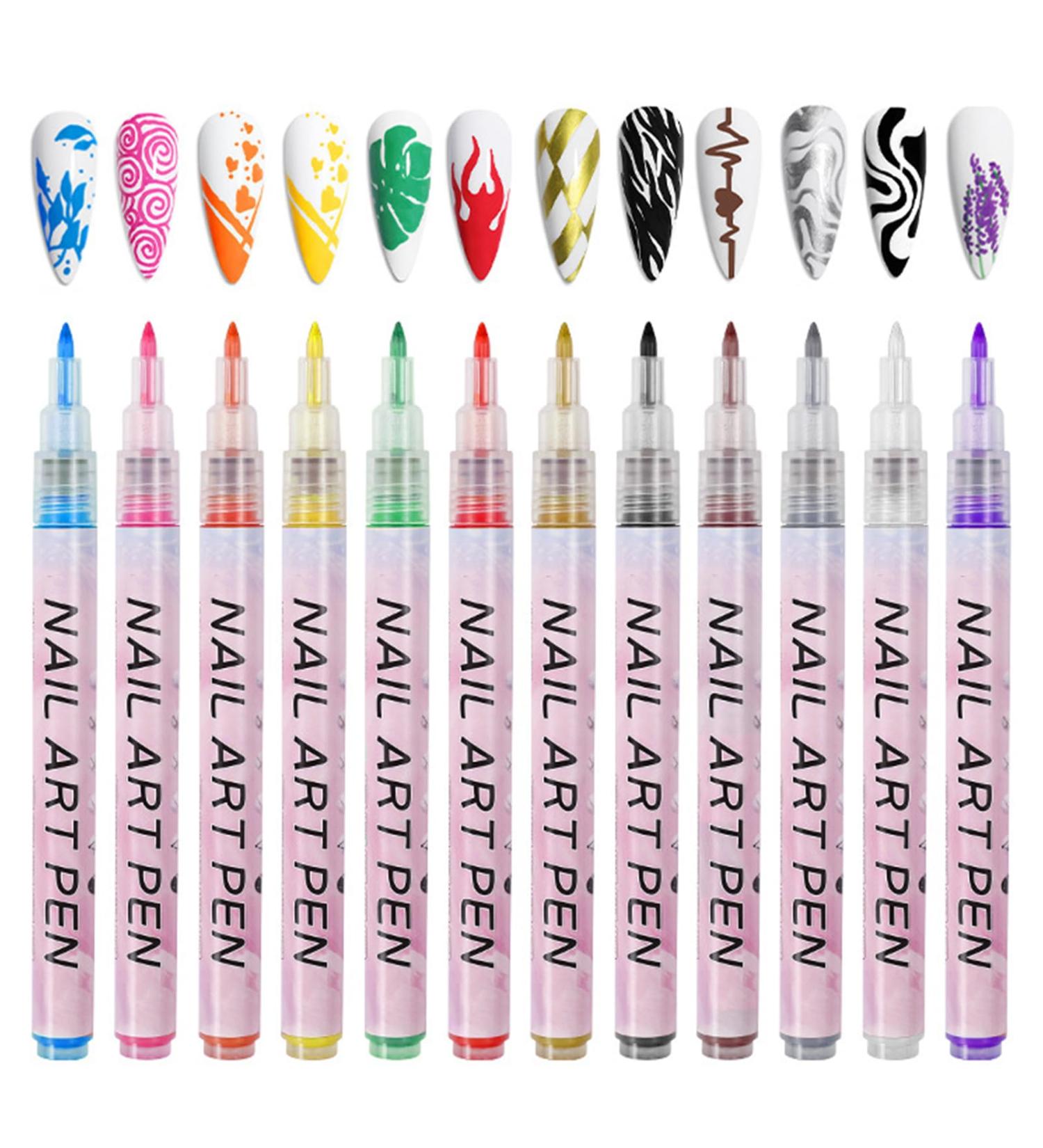 12 Color Nail Art Pens Set 3D Nail Art Drawing Pen Quick Drying Nail Polish Pen DIY Nail Pens Gel Polish for Painting Graffiti Nail Dotting Pen Nail Art Accessories Manicure Drawing Tools(0.7mm) - Buy Online on GoSupps.com