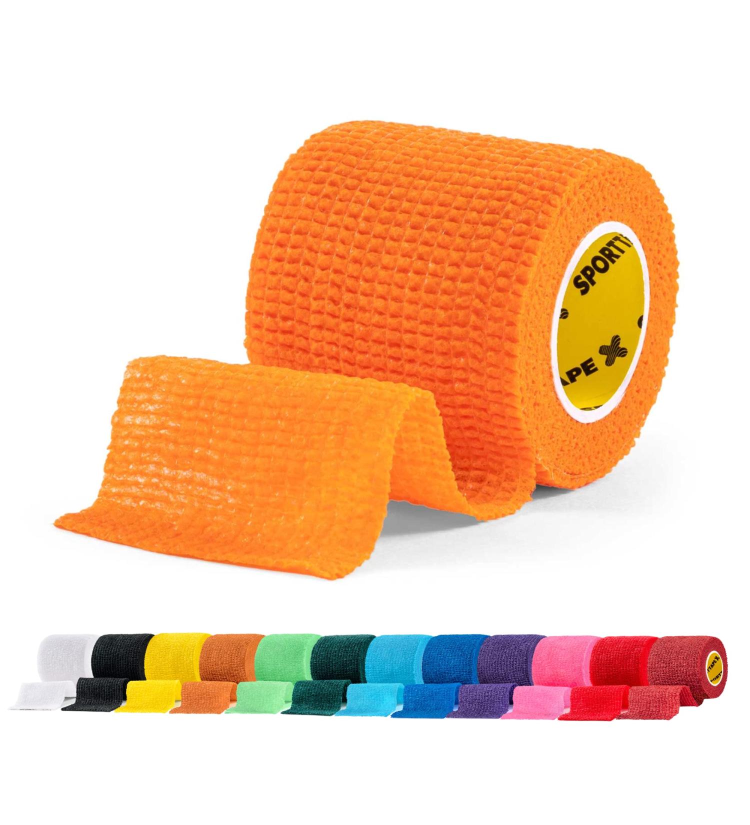 SPORTTAPE Self-Adhesive Football Sock Tape | 5cm x 4.5m - Orange | Cohesive Bandage Sock Wrap Shin Pad Tape | Goalkeeper Wrist Tape & Football Ankle Tape | Pet & Vet Wrap for Dogs - Single Roll Orange 5x450 cm (Pack of 1) - Buy Online on GoSupps.com
