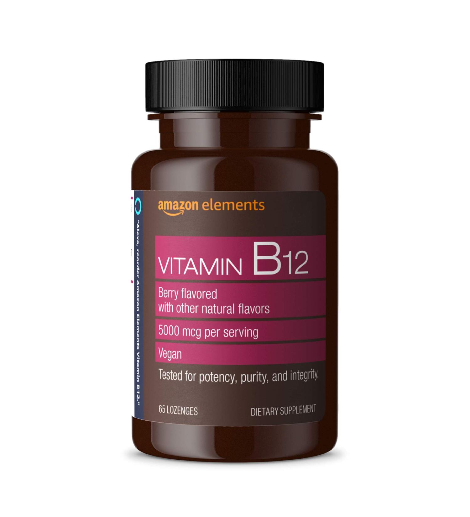 Amazon Elements Vitamin B12 Methylcobalamin 5000mcg - Energy & Metabolism Support - 2 Month Supply - Buy Online on GoSupps.com