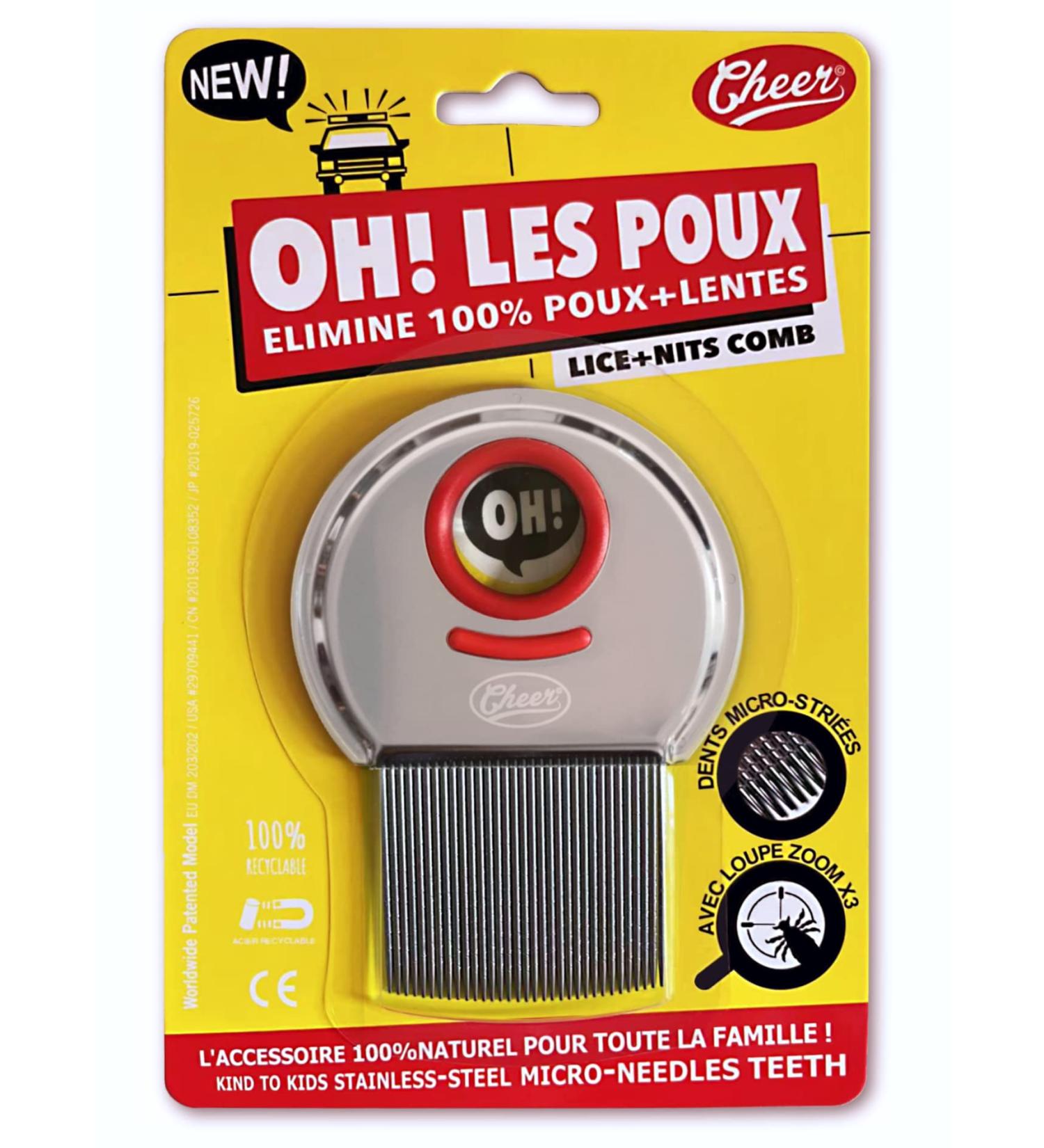 OH! LE POUX Patented Stainless Steel Lice & Nit Comb with Magnifying Glass - Effective & Durable Solution for Lice Removal - Buy Online on GoSupps.com