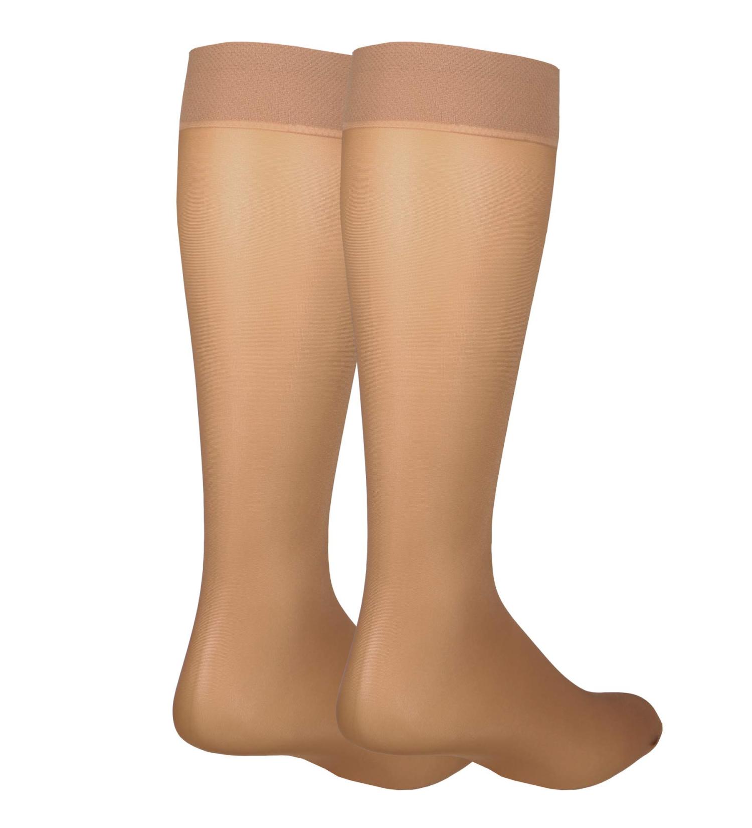 NuVein Sheer Compression Stockings for Women 8-15 mmHg Support - Light Denier Knee High Beige Medium - Buy Online on GoSupps.com