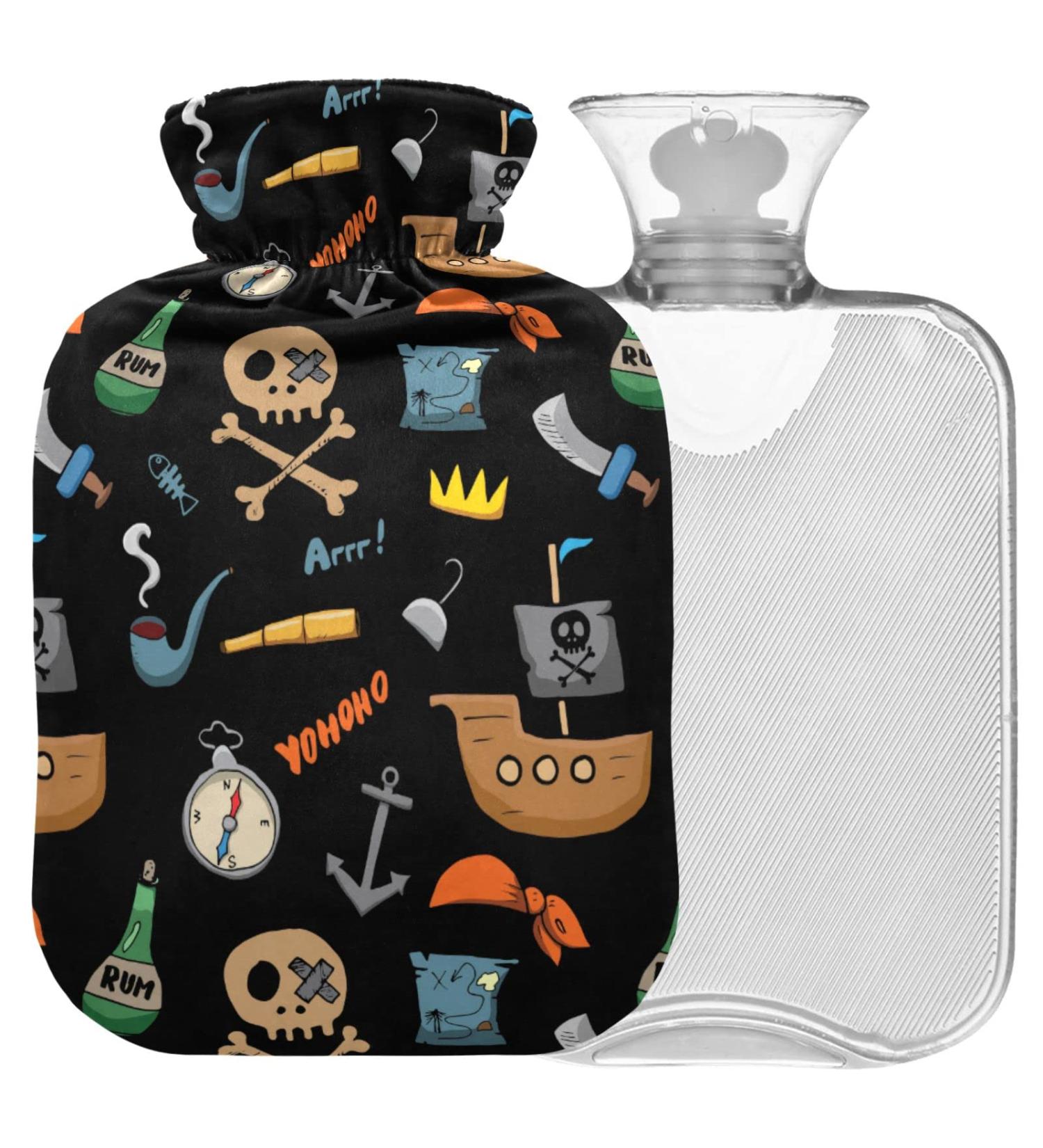 Naanle Hot Water Bottle with Cover - Dead Head Transparent 1L for Bed Hand & Feet Warmer | Pain Relief & Heat Therapy - Buy Online on GoSupps.com