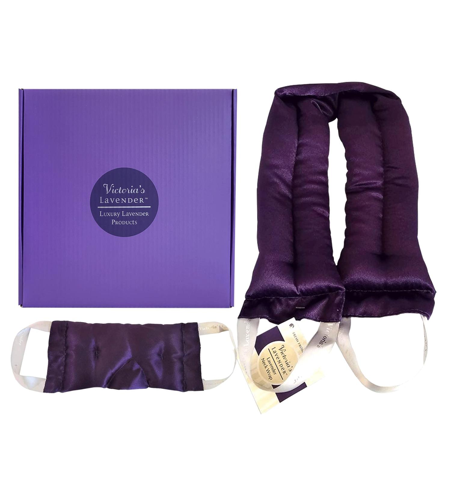 Victoria's Lavender Luxury Aromatherapy Neck Wrap and Eye Mask Set - Organic Lavender and Flax Seed for Hot/Cold Therapy - Lavender Gift Set - Buy Online on GoSupps.com