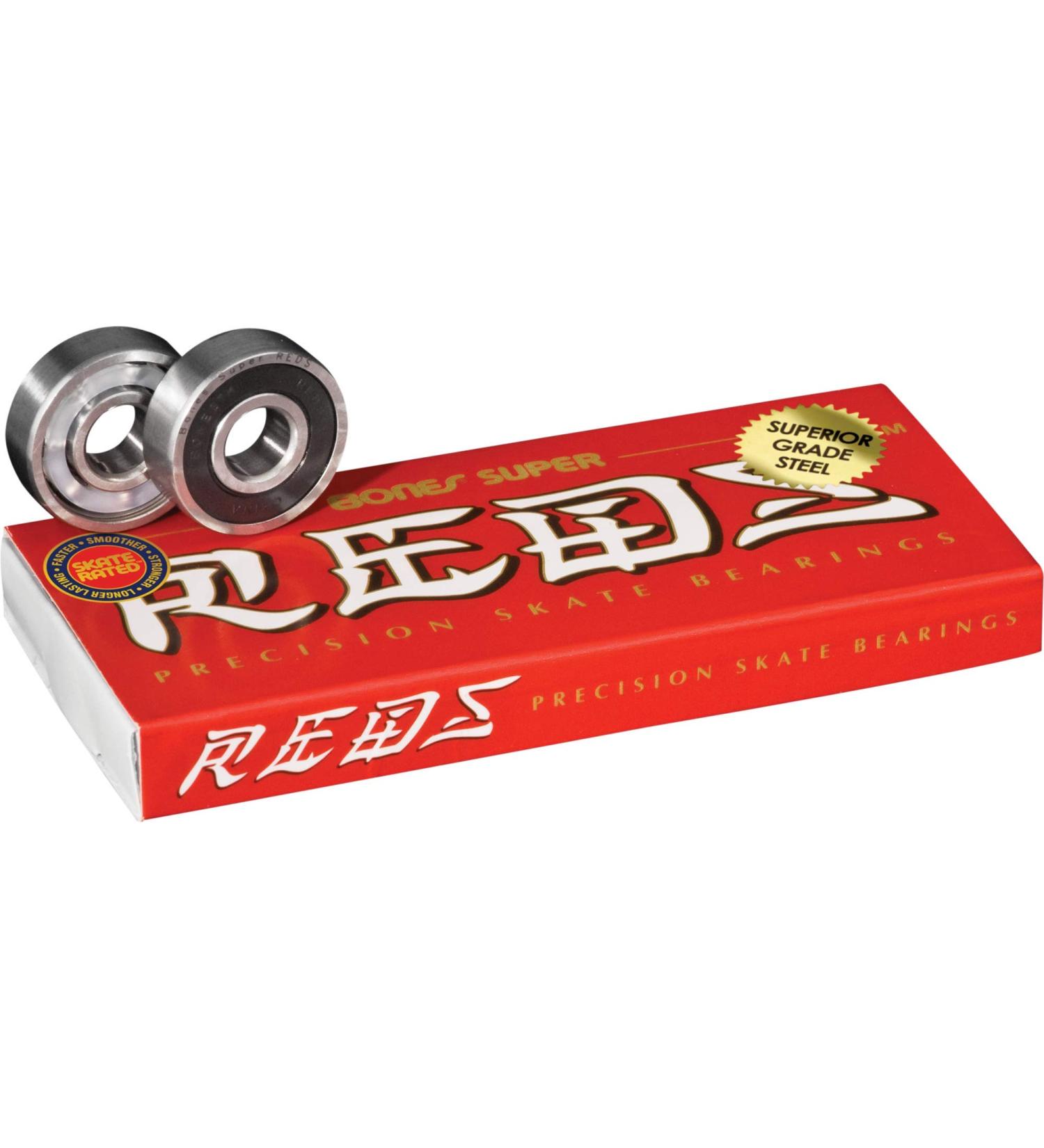 Bones Super REDS Skateboard Bearings 8 Pack Red - red