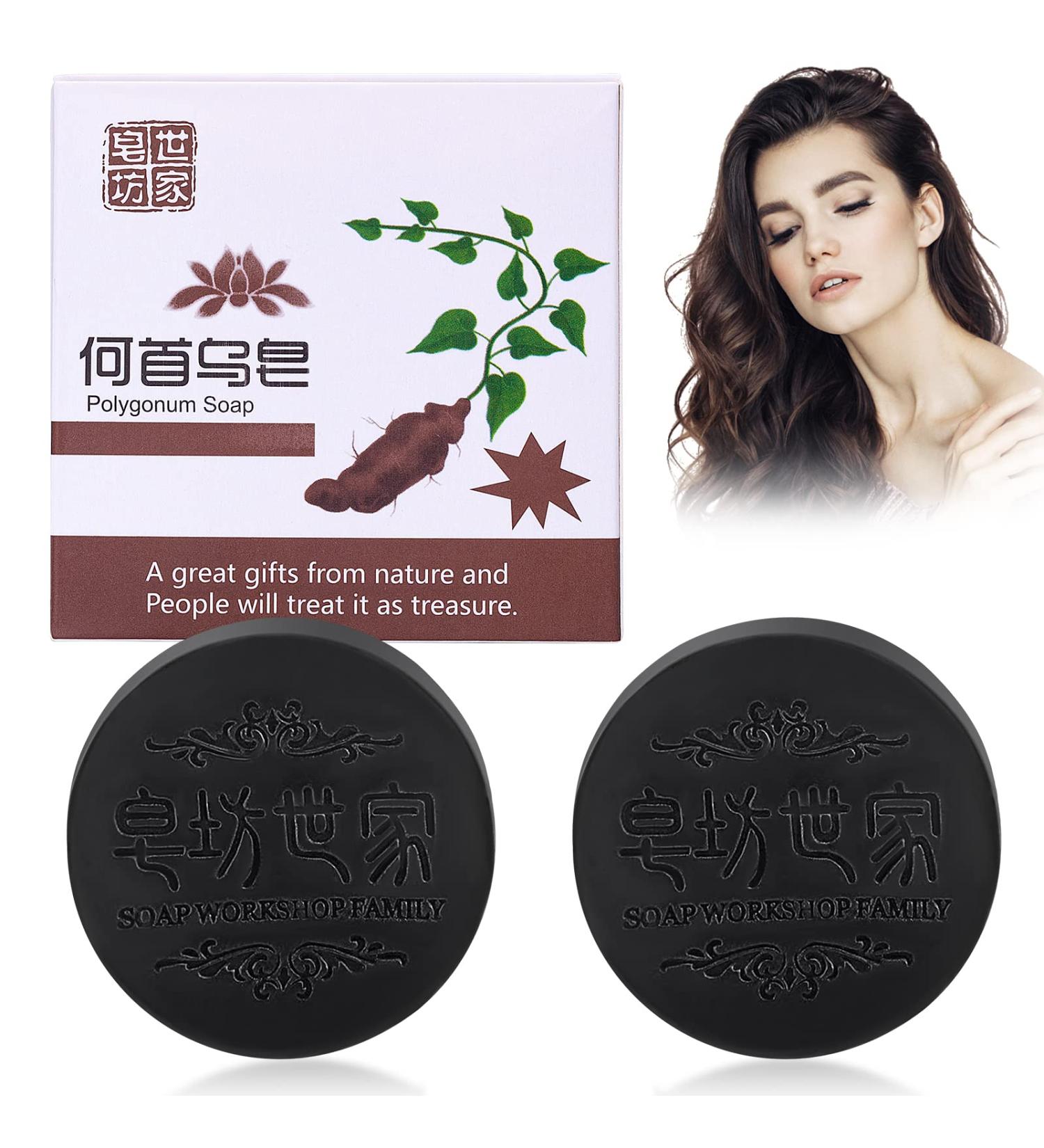 BROEYOUE Pack of 2 Polygonum Multiflorum Shampoo Soap Natural Polygonum Hair Soap He Shou Wu Shampoo Soap Promotes hair growth and prevents hair loss - Buy Online on GoSupps.com