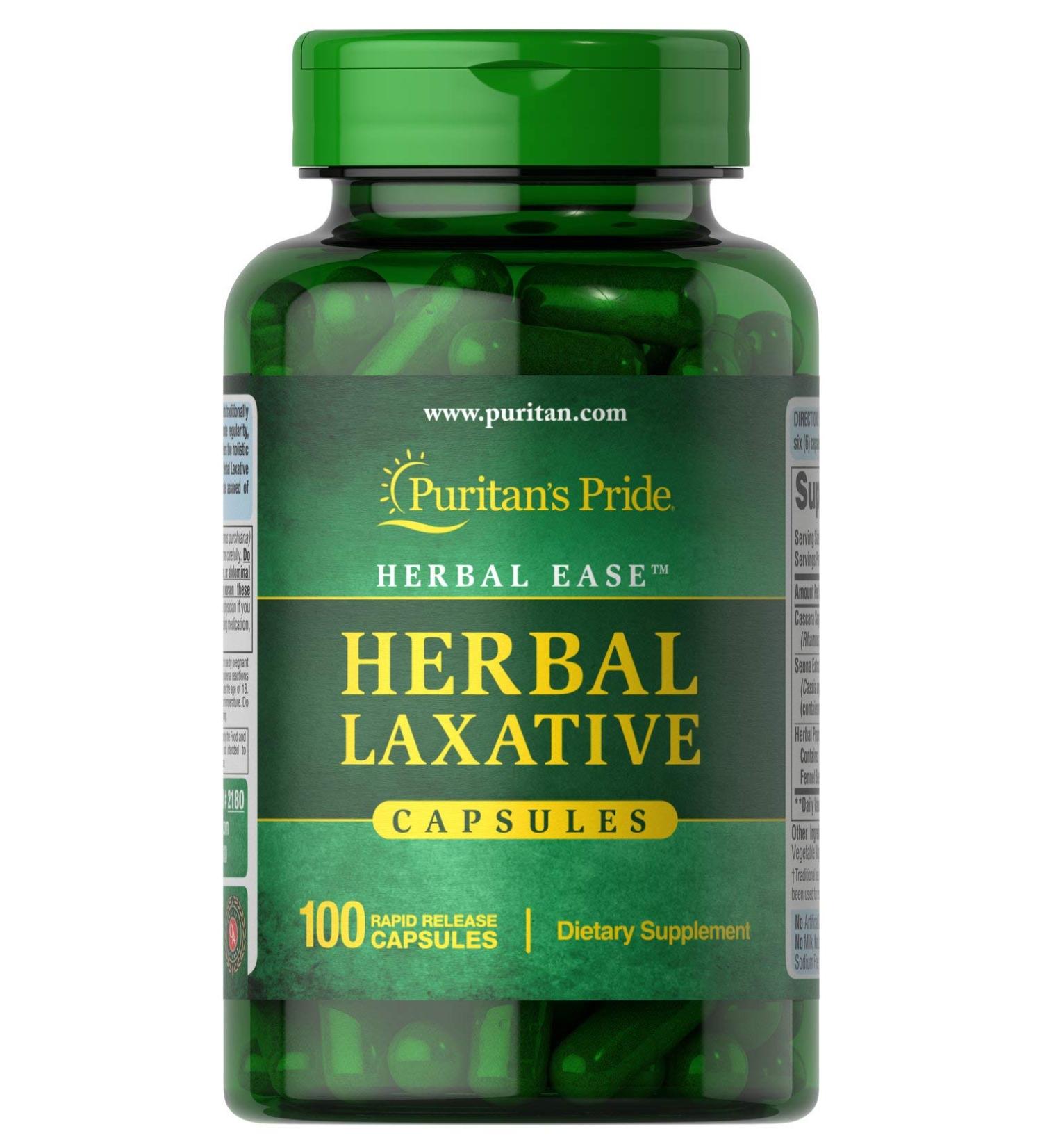 Puritan's Pride Herbal Laxative 100 Capsules Reliefs Occasional Constipation