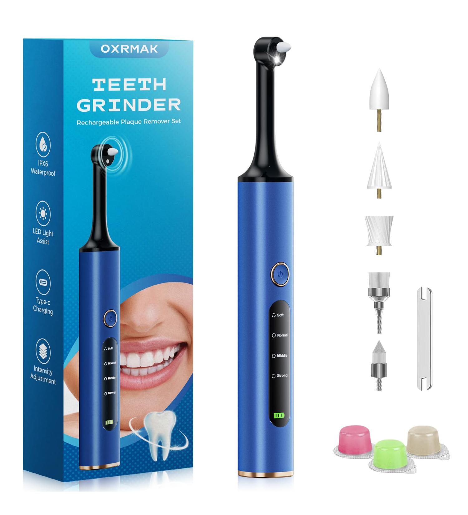 Rechargeable Tooth Polisher Kit - Teeth Whitening & Tartar Removal Tools for Home Use | Includes 3 Polish Pastes & 5 Brush Heads - Buy Online on GoSupps.com
