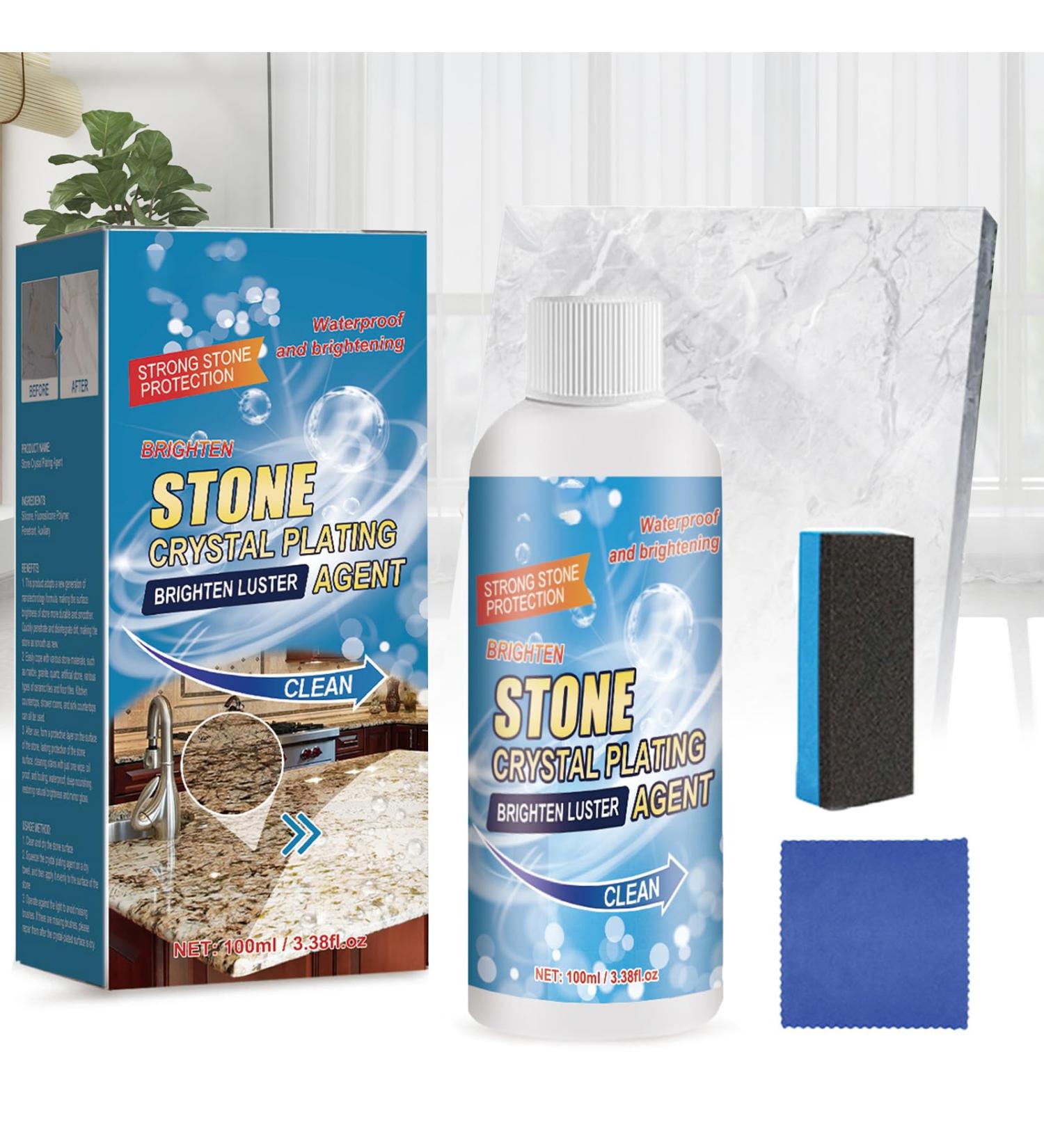 Stone Crystal Plating Agent Stone Stain Remover Cleaner Stone Polishing and Coating Agent Cleaner Stain Remover for Marble Tile Granite Kitchen Cooktops (1 pcs) - Buy Online on GoSupps.com
