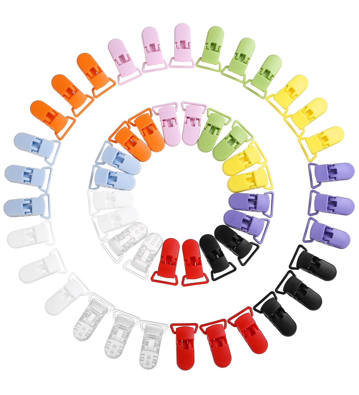 LIHAO 50 PCS Colorful Pacifier Clips Set - Plastic T-Clip Baby Pacifier Chain Clips for Moms - Buy Online on GoSupps.com