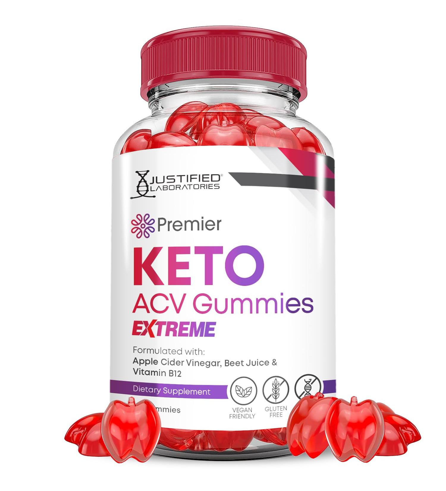 Premier Keto ACV Gummies 2000MG - Vegan Non-GMO Apple Cider Vinegar with Pomegranate & Beet Juice - 60 Count - Buy Online on GoSupps.com