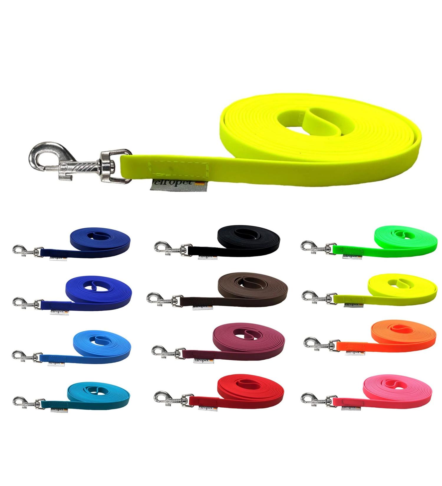 Biothane Dog Track Leash for Medium/Large Dogs - 7m with Hand Loop Neon Yellow Durable & Waterproof - Buy Online on GoSupps.com