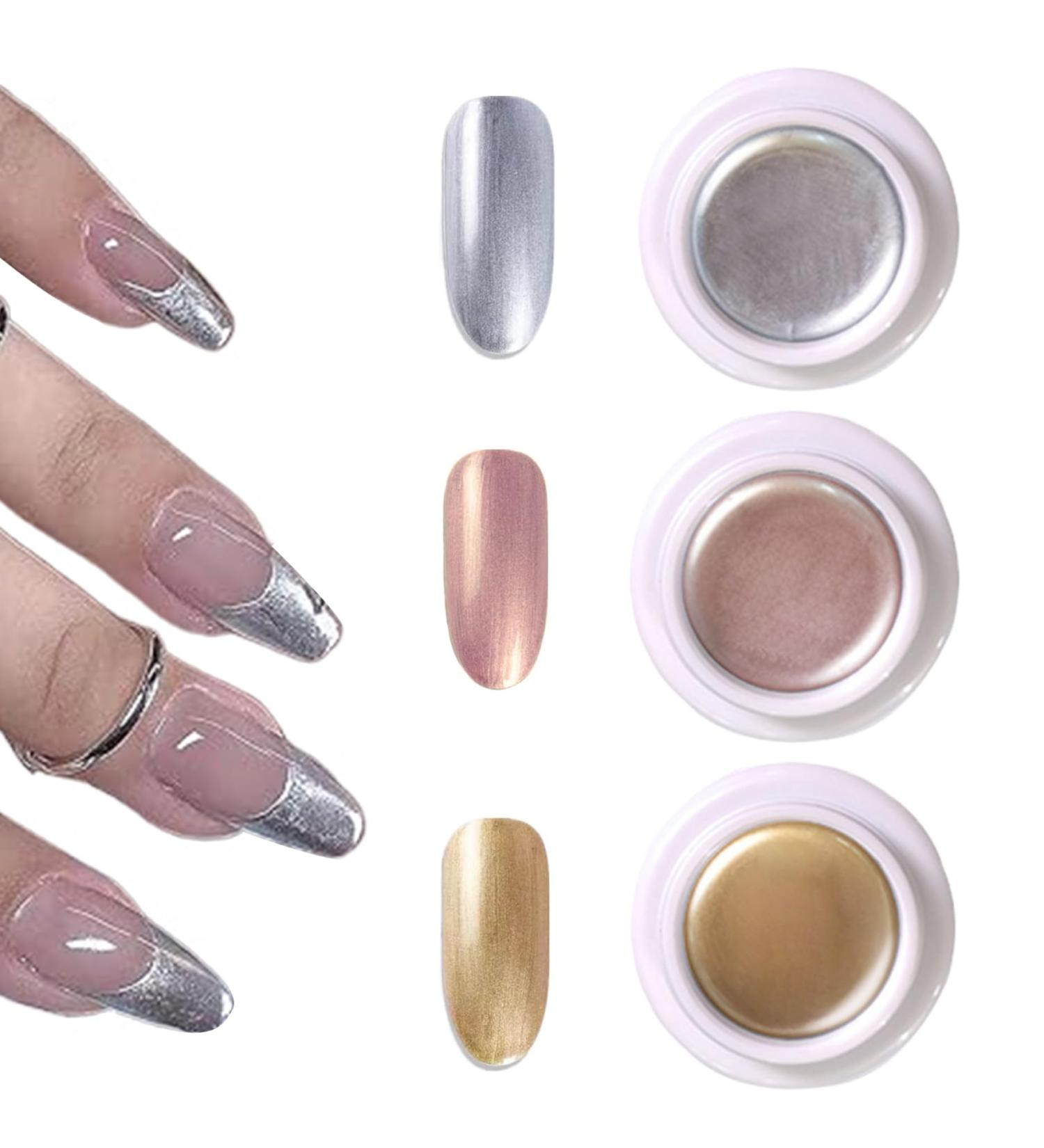 Chrome Nail Polish 3PCS Metallic Gel Nail Polish 3 Grams Fast Drying Metallic Nail Polish Long Lasting 3D Gel Nail Art Chrome Gel Polish Perfect Nail Care Supplies - Buy Online on GoSupps.com