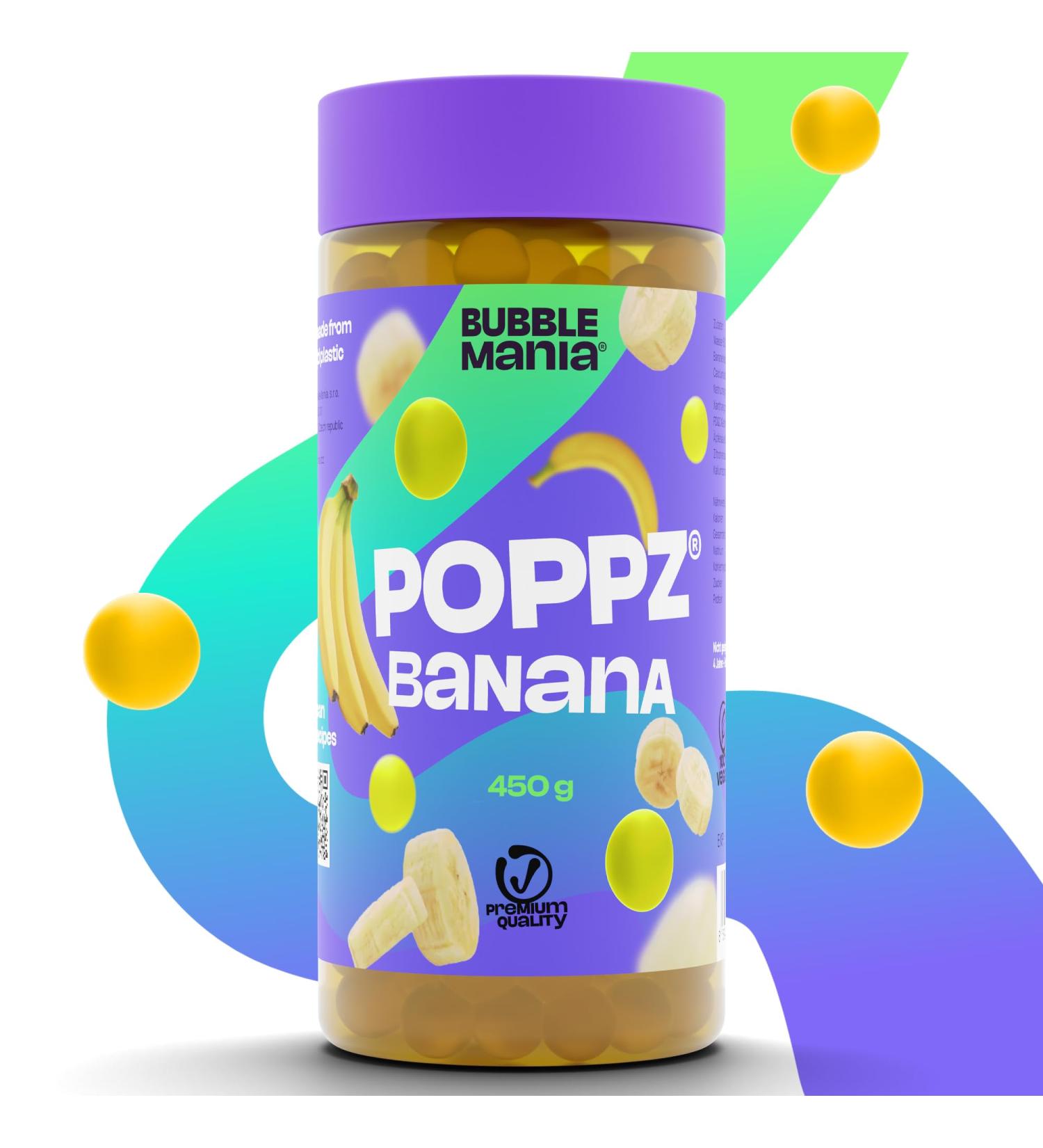 Bubble Mania Banana Bubble Tea Pearls - Vegan & Gluten-Free Popping Boba | 450g Tapioca Fruit Beads for Delicious Bubble Tea - Buy Online on GoSupps.com