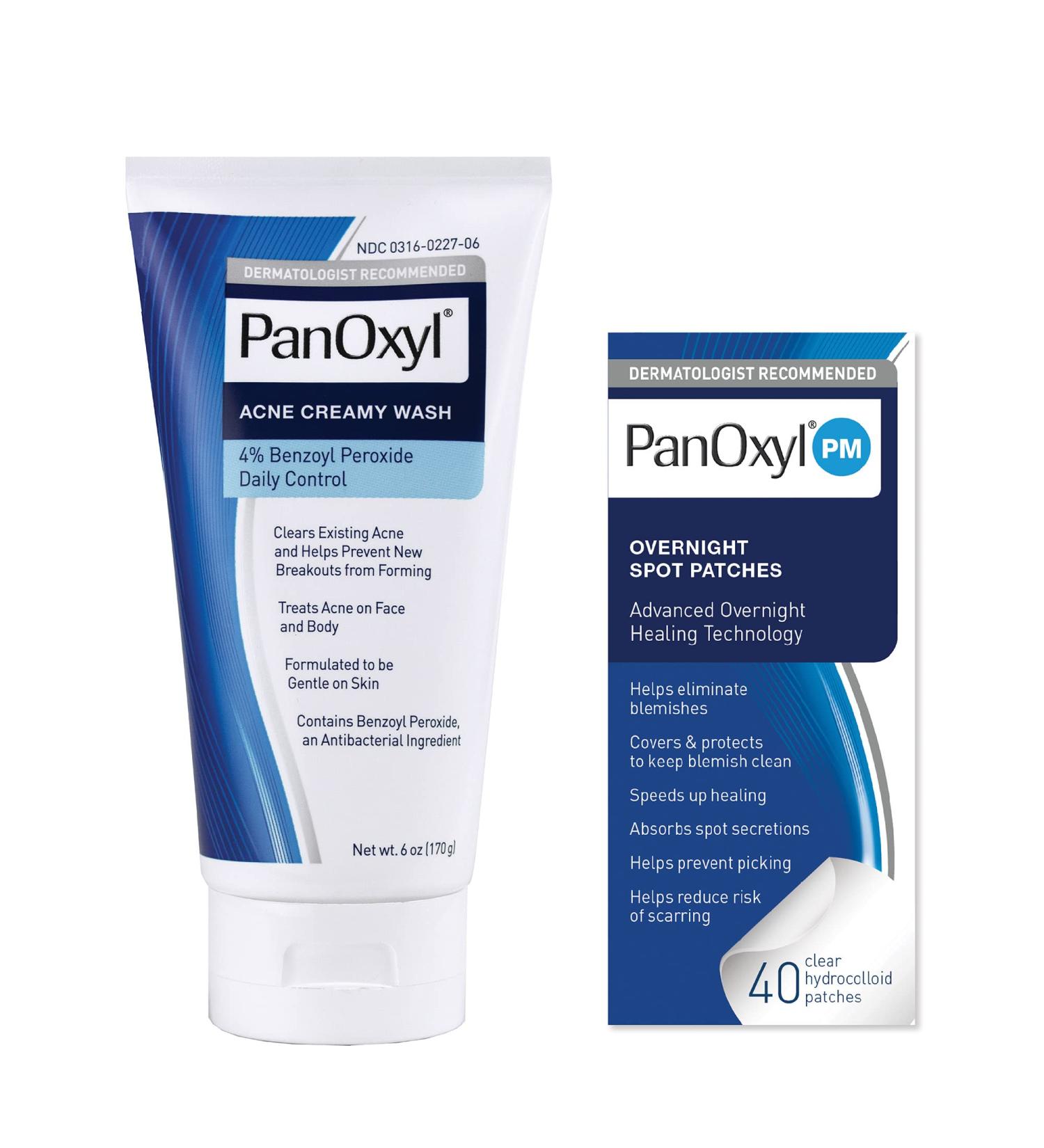 Panoxyl Acne Wash 4% Bundle with PM Patches - Complete Acne Treatment Set - Buy Online on GoSupps.com