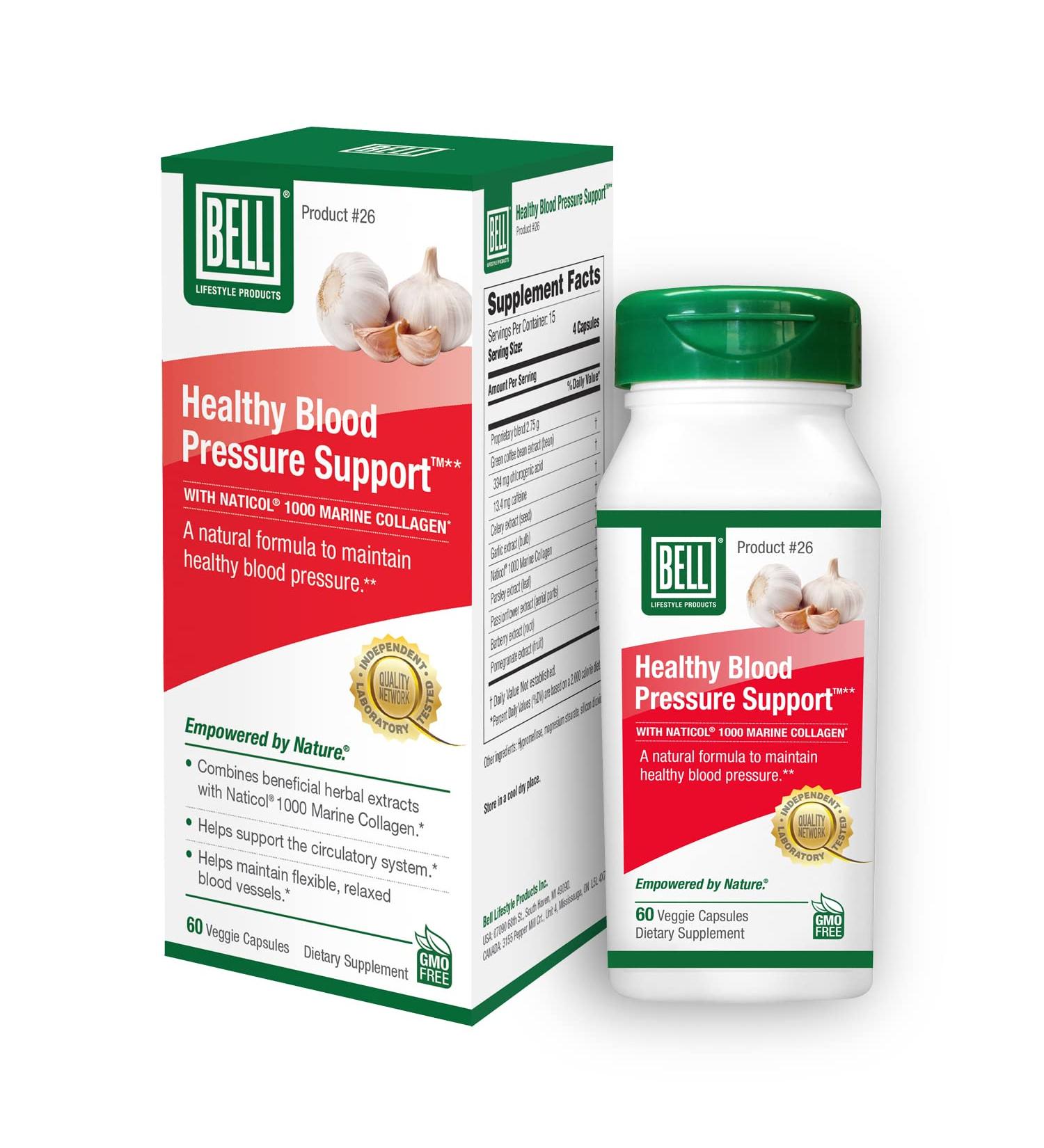 Bell Healthy Blood Pressure Support - Natural Blend for Lowering Blood Pressure - 60 Vegan Non-GMO Capsules - Buy Online on GoSupps.com