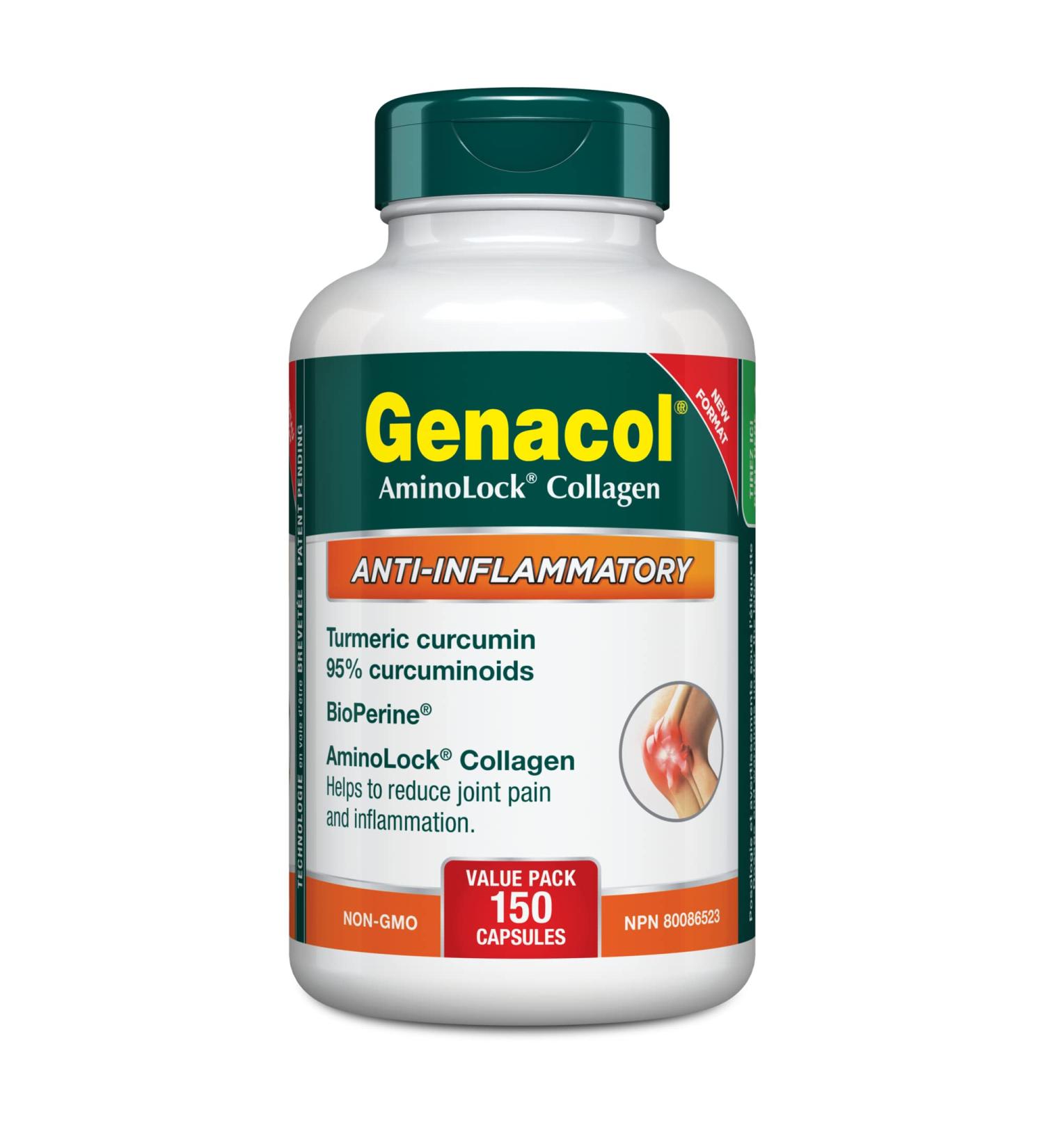 Genacol Turmeric Supplement with Collagen Curcumin & Black Pepper Bioperine | Helps Relieve Joint Pain and Inflammation | Gentle on the Stomach | GENACOL ANTI-INFLAMMATORY 150 Capsules 150 count (Pack of 1) - Buy Online on GoSupps.com