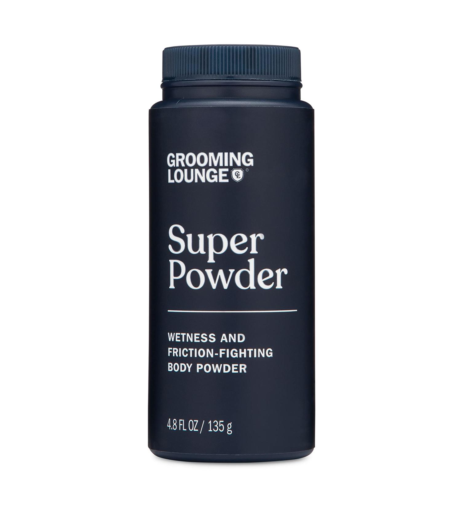 Grooming Lounge Super Powder - All-In-One Mens Odor, Itch, and Chafing Defense - Friction Control, Sweat Absorber, Anti-Chafe Protection - 4.8 oz - Buy Online on GoSupps.com