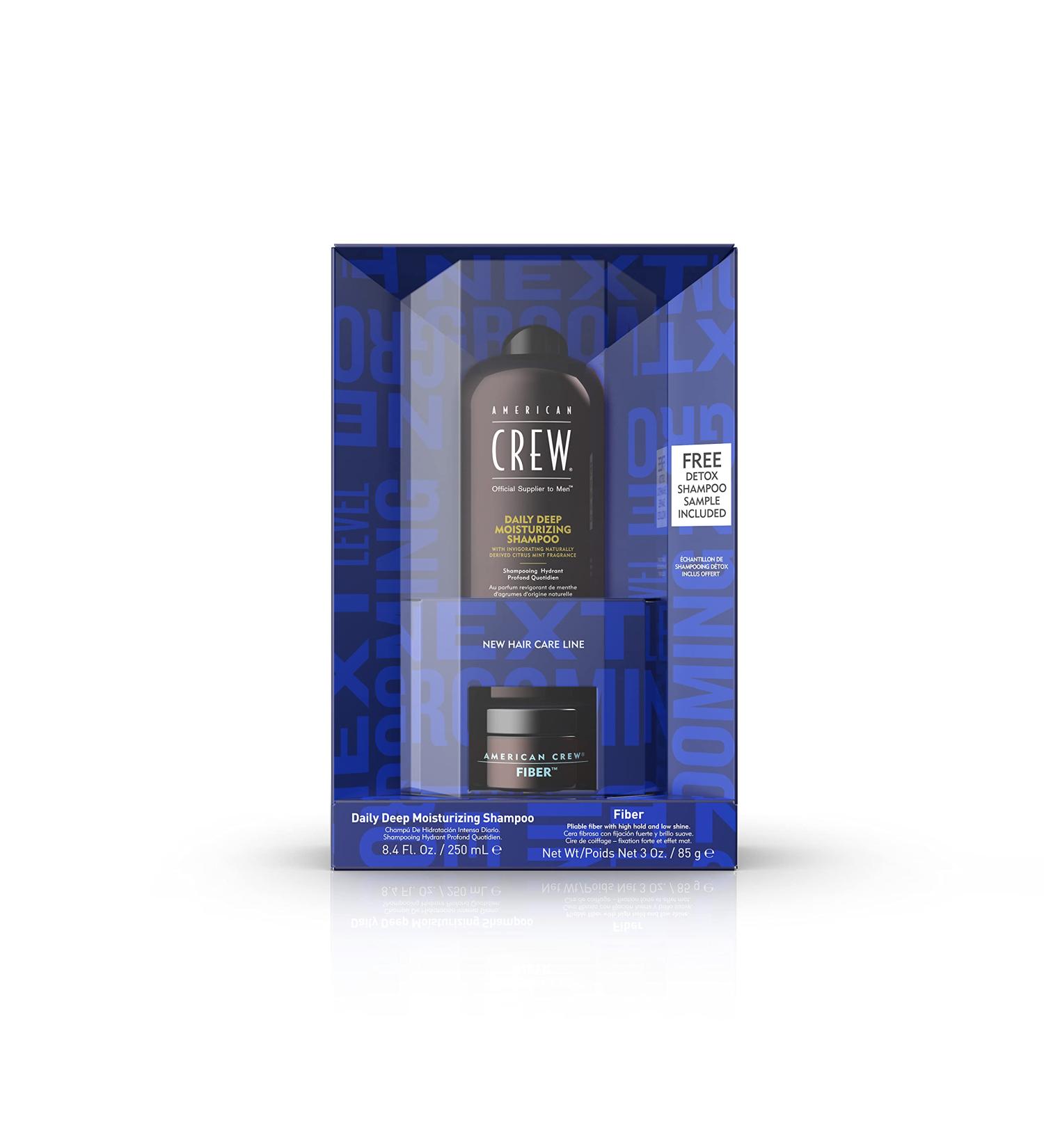 American Crew Fiber & Daily Moisturising Shampoo Gift Set for Moisturising & Thickening Hair (2 x Full Size) Formulated for Men