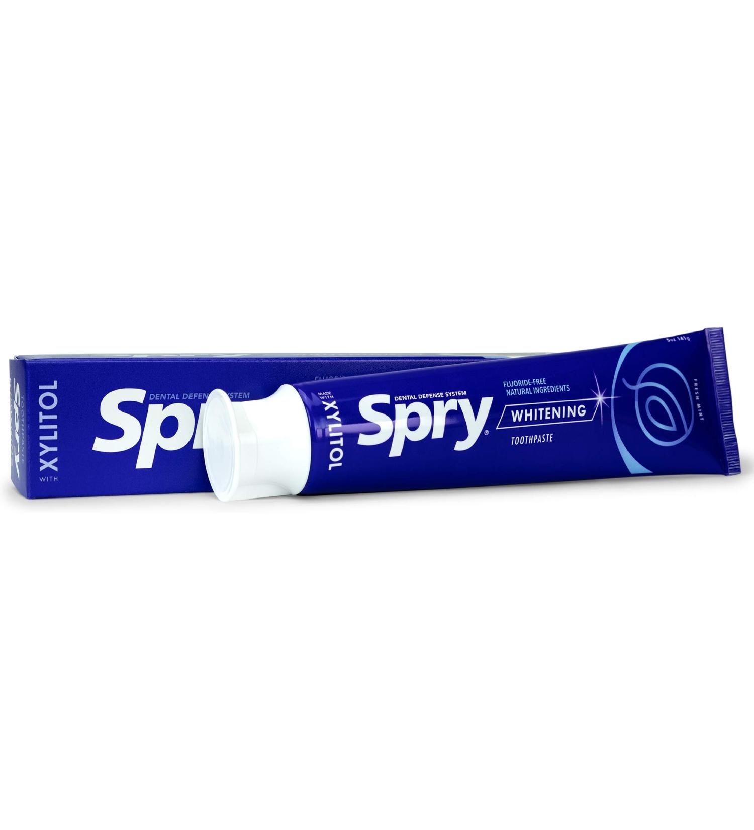 Spry All Natural Whitening Toothpaste - Fluoride Free, Anti-Plaque, Xylitol, Fresh Mint - 5 oz - Buy Online on GoSupps.com